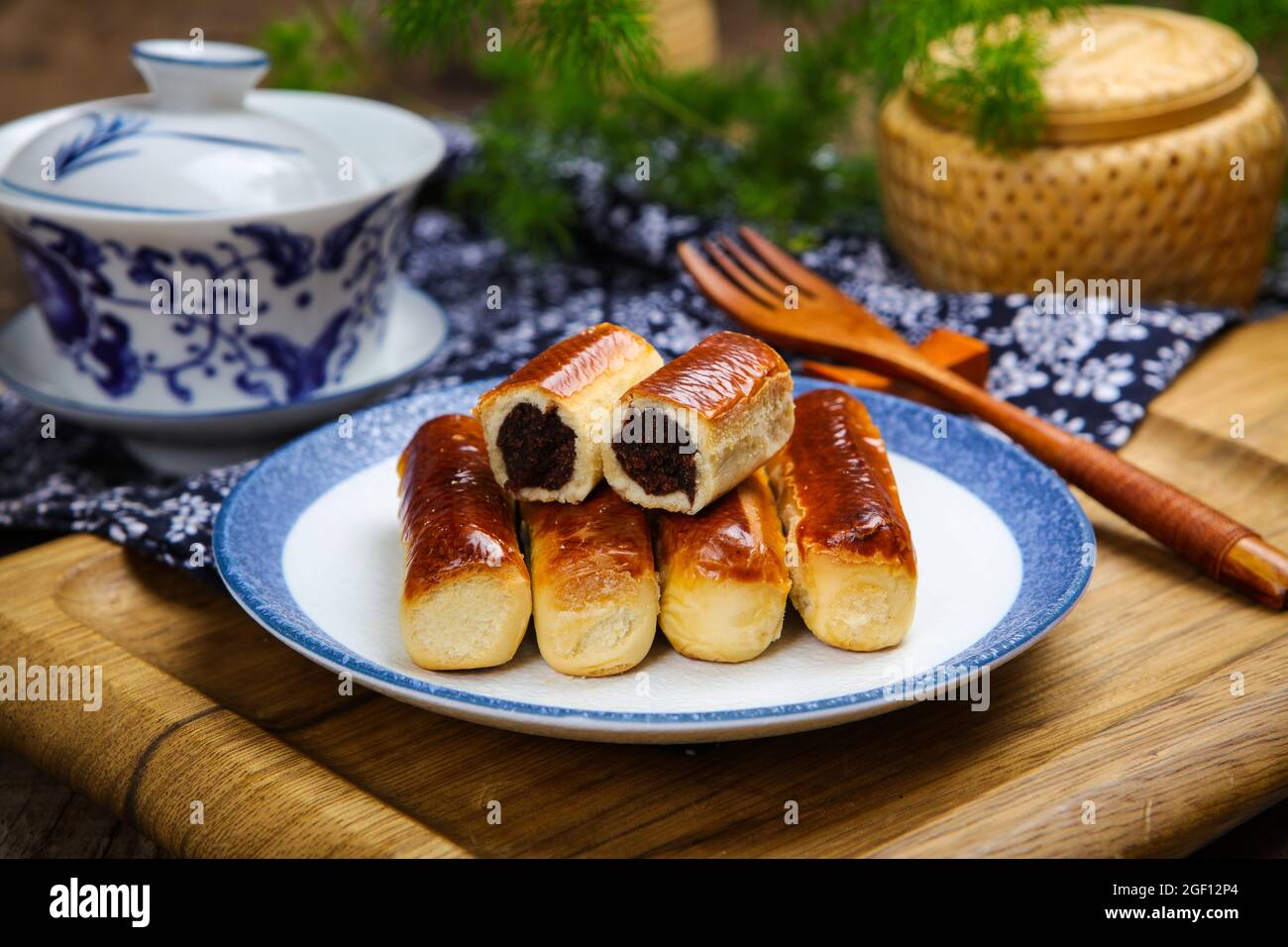 Rote Bohnenpaste Kastanie knackig leckeren Nachmittagstee Stockfoto