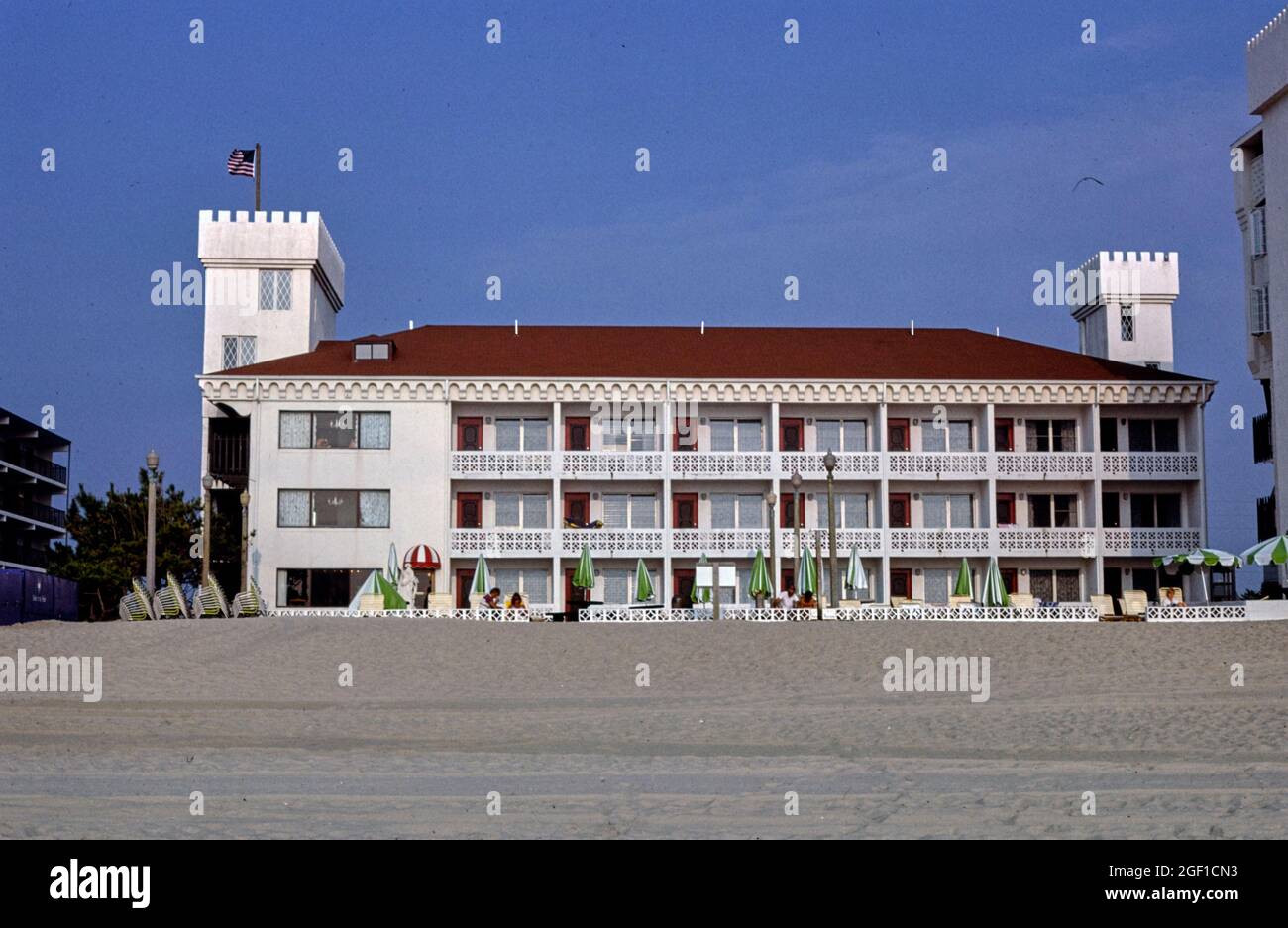 Castle in the Sand Hotel, Ocean City, Maryland, 1985 Stockfoto