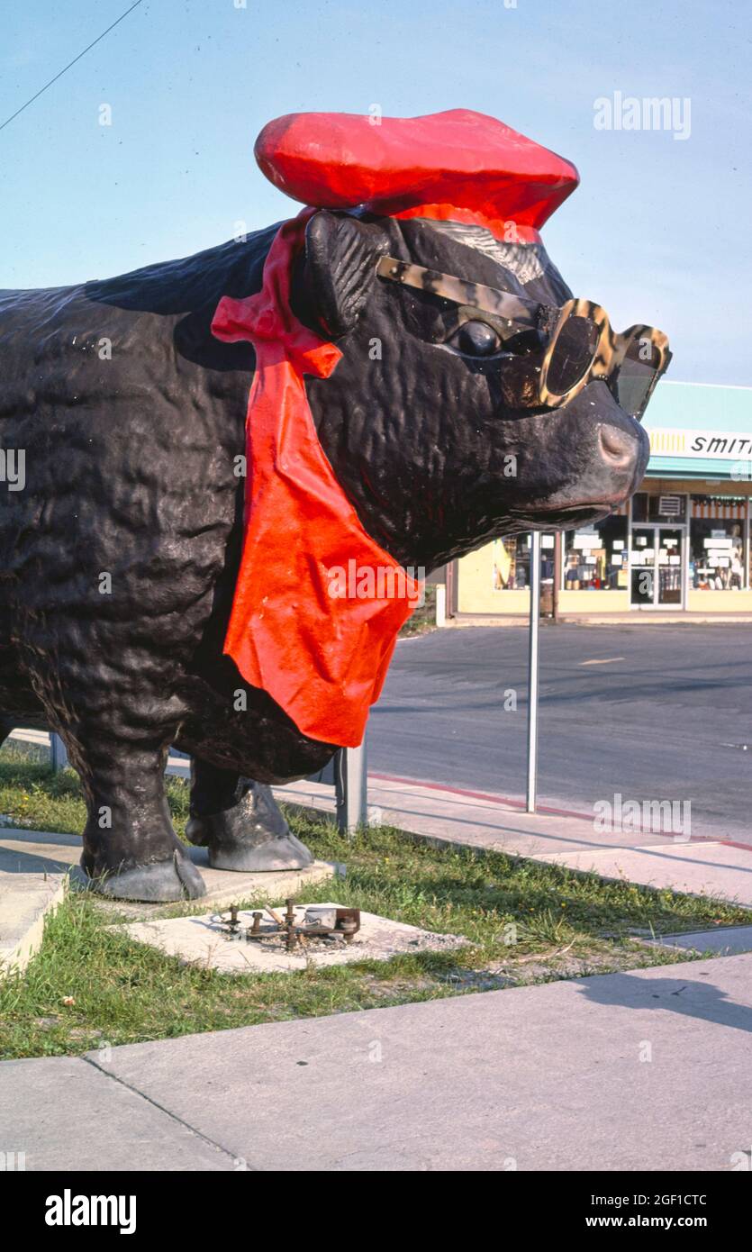 Captain Bob's BBQ Bull, vertikales Detail, Ocean City, Maryland, 1985 Stockfoto