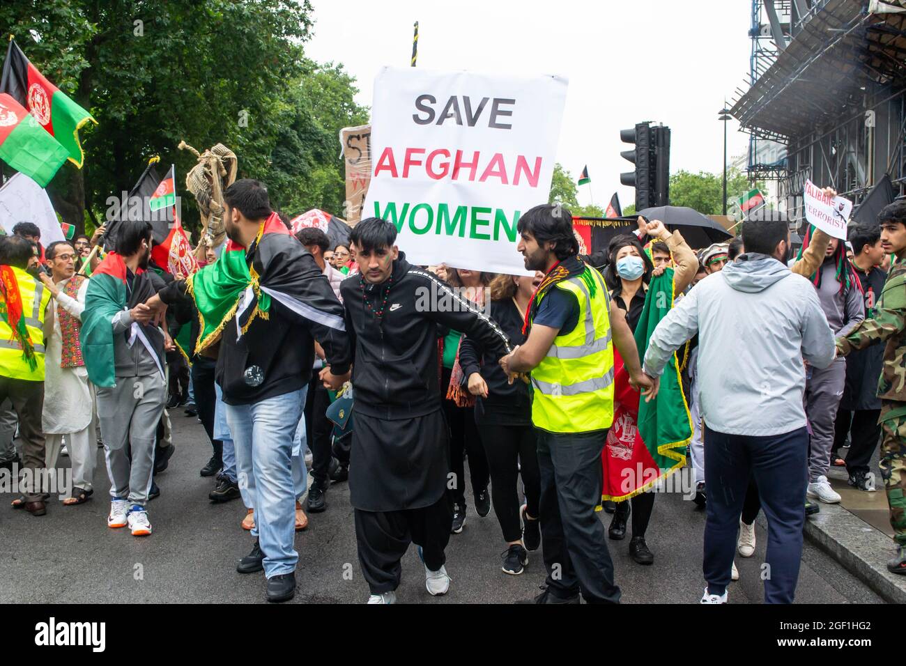 LONDON, ENGLAND- 21. August 2021: Demonstranten stoppen DIE TÖTUNG VON AFGHANEN Stockfoto