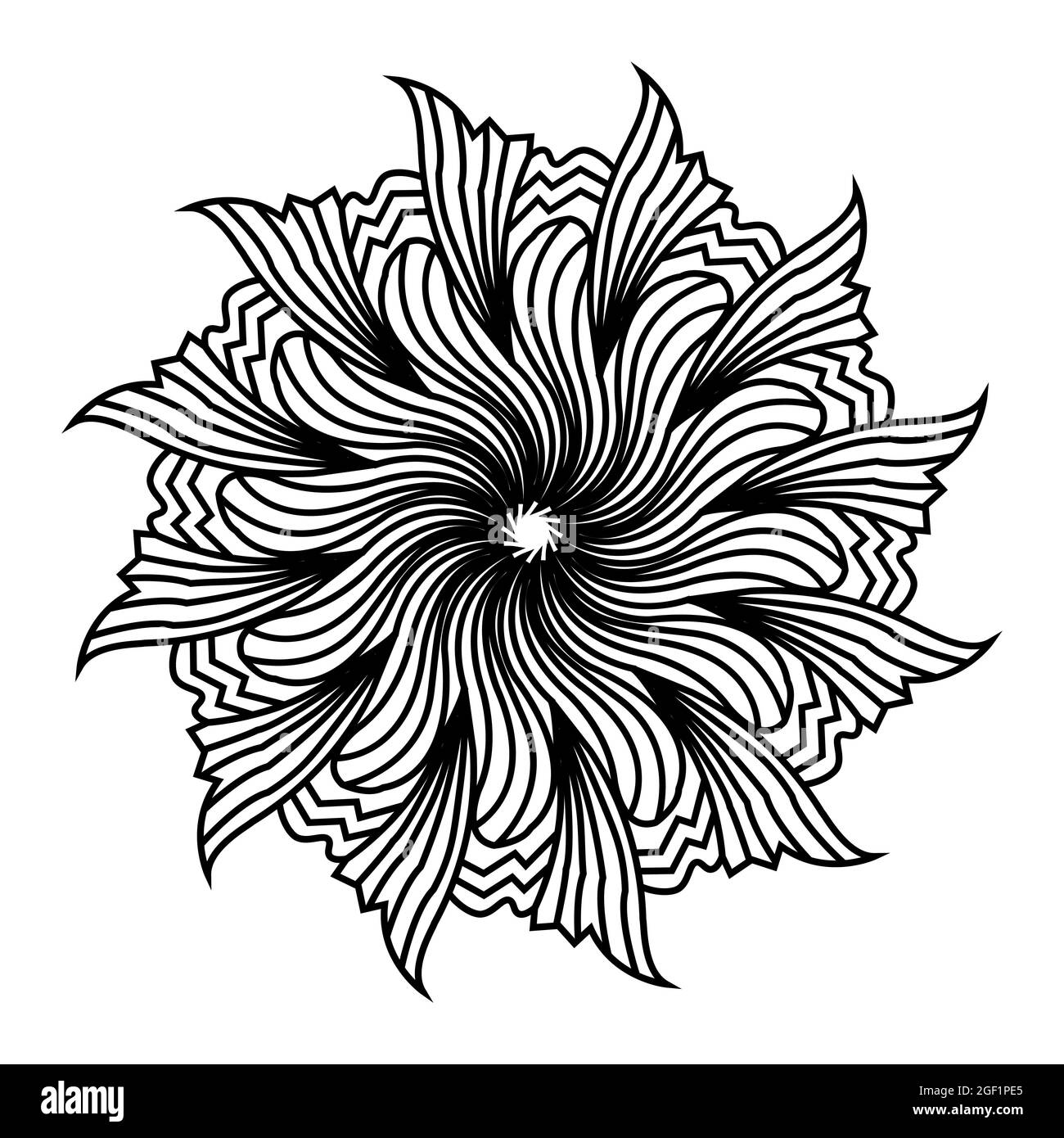 mandala isoliert Element der indischen ornamental dekorativen floralen Stil abstrakt schwarz und weiß Muster Hintergrund-Design Stock Vektor