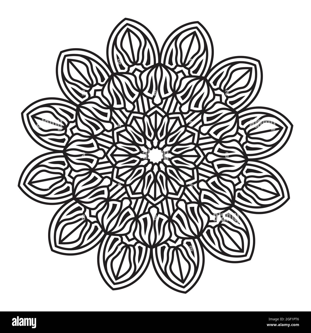 mandala isoliert Element der indischen ornamental dekorativen floralen Stil abstrakt schwarz und weiß Muster Hintergrund-Design Stock Vektor