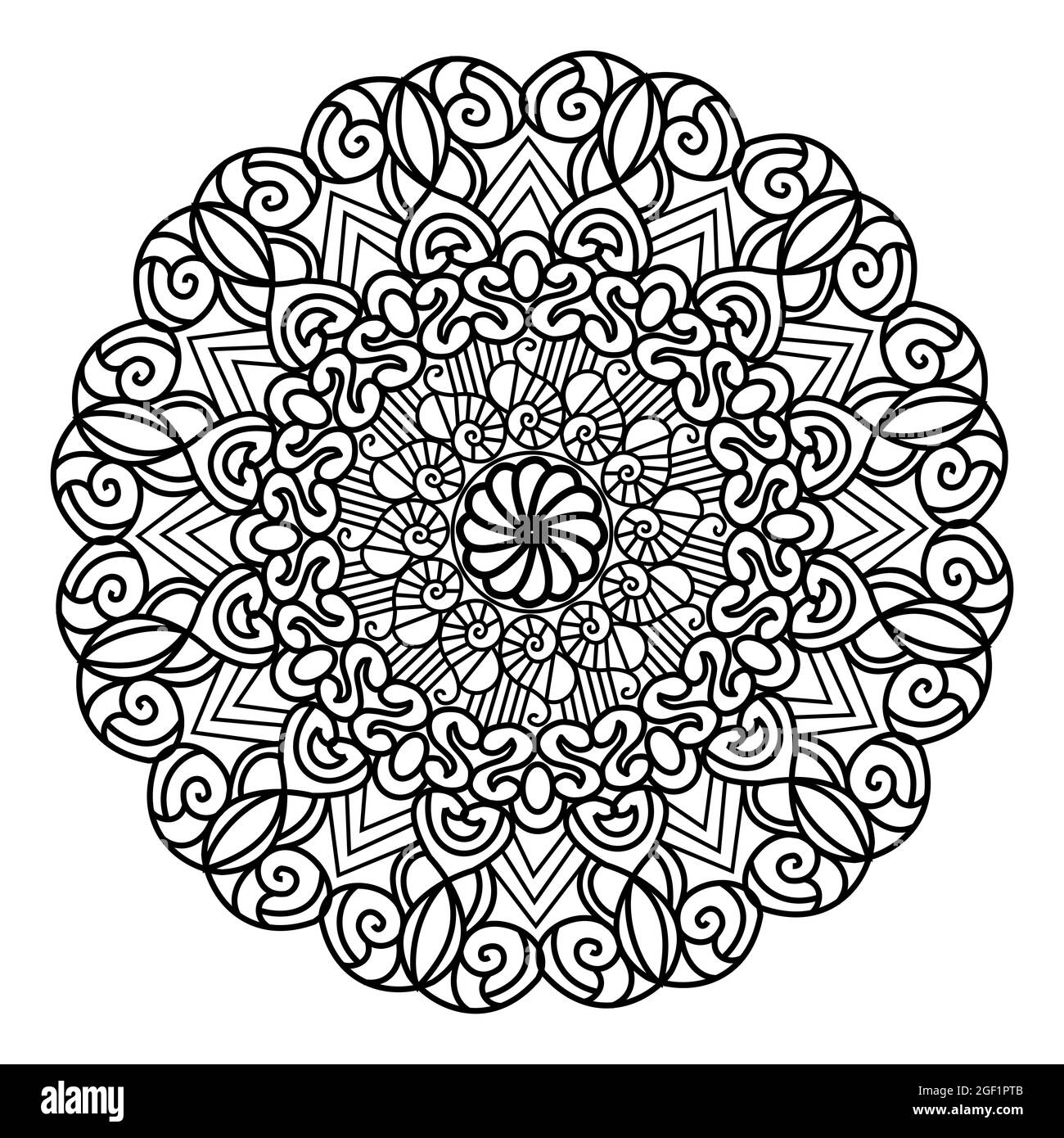 mandala isoliert Element der indischen ornamental dekorativen floralen Stil abstrakt schwarz und weiß Muster Hintergrund-Design Stock Vektor