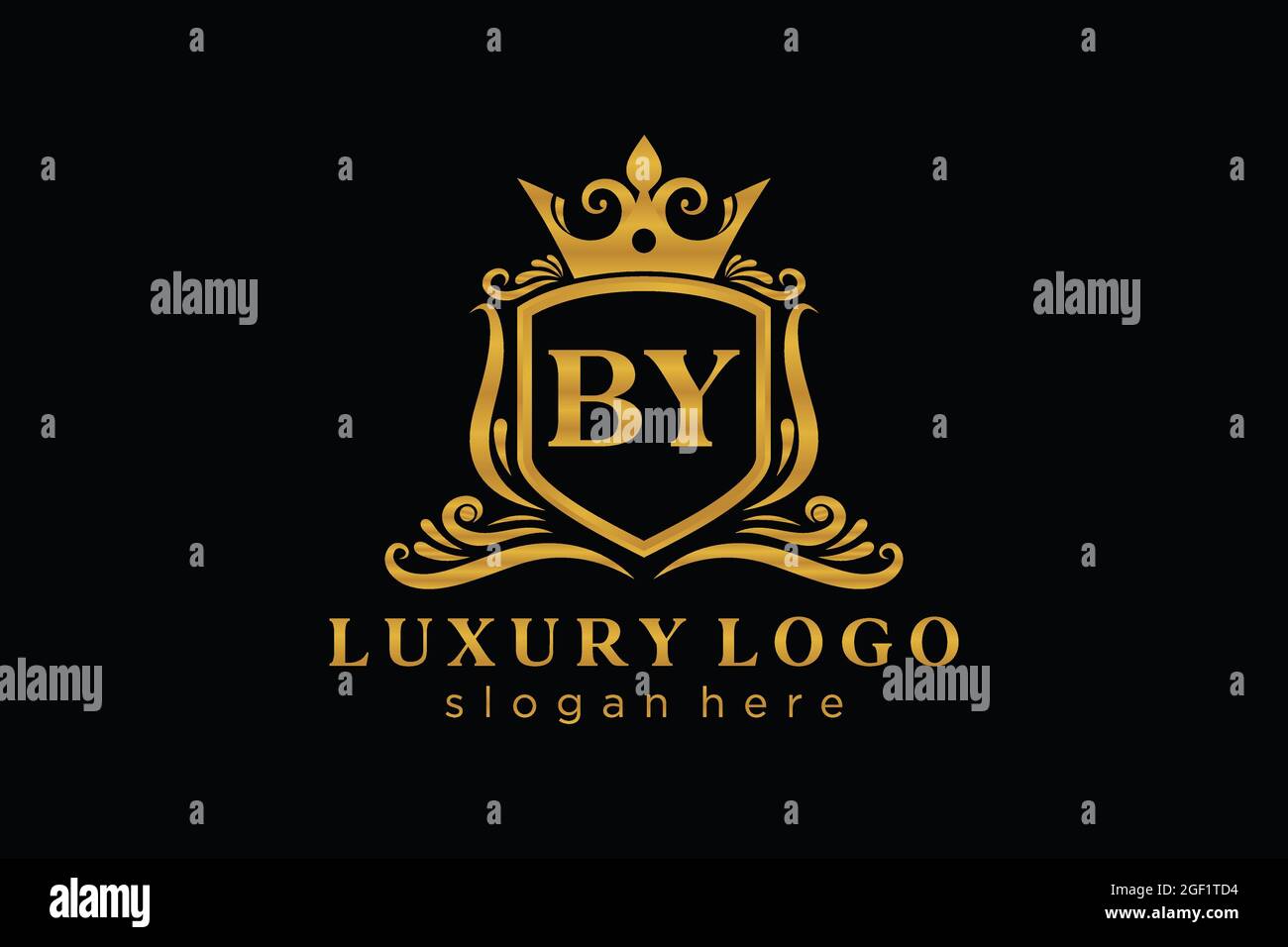 MIT dem Buchstaben Royal Luxury Logo Vorlage in Vektorgrafik für Restaurant, Royalty, Boutique, Cafe, Hotel, Heraldisch, Schmuck, Mode und andere Vektor illustrr Stock Vektor