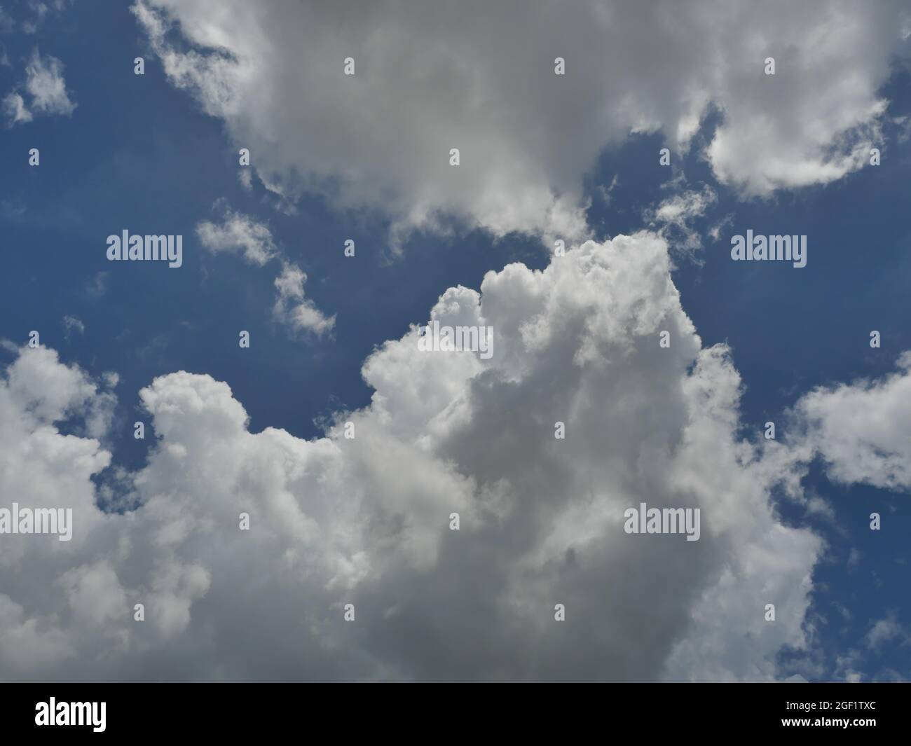Cumulus Wolke auf schönen blauen Himmel im Tageslicht, Fluffy Wolken Formationen in tropischen Zone Stockfoto