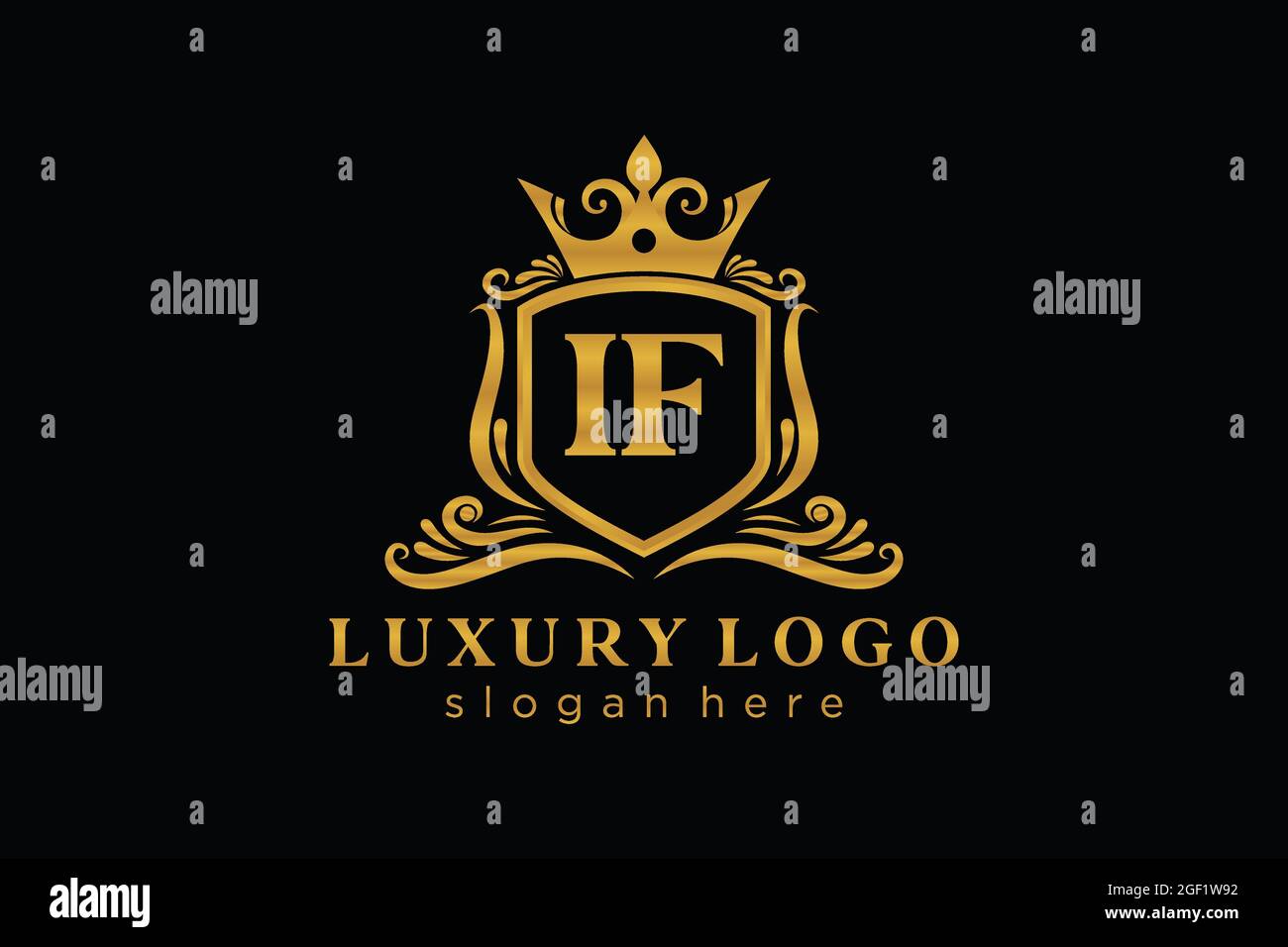IF Letter Royal Luxury Logo Vorlage in Vektorgrafik für Restaurant, Royalty, Boutique, Cafe, Hotel, Heraldisch, Schmuck, Mode und andere Vektor illustrr Stock Vektor