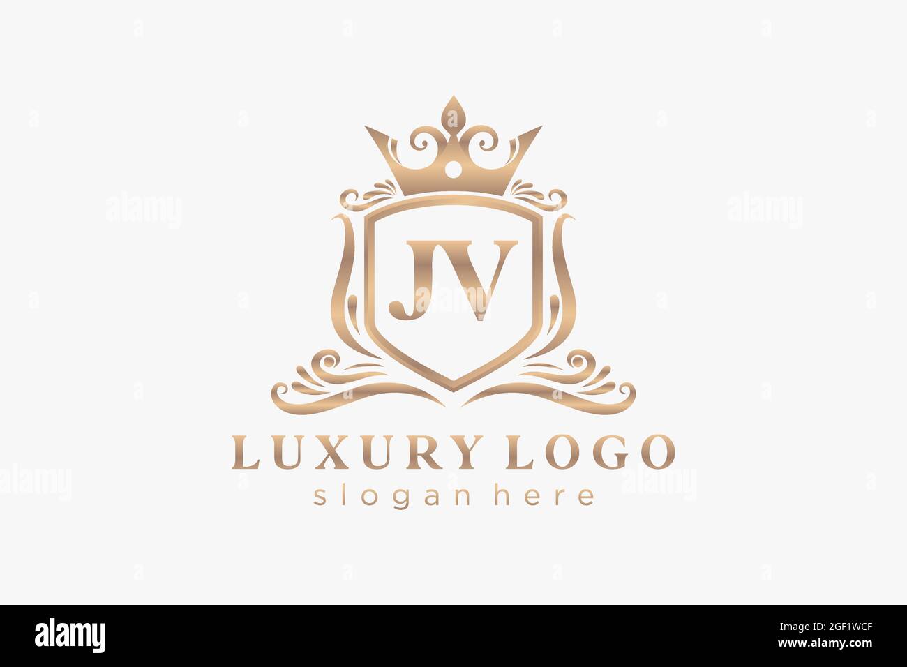 JV Letter Royal Luxury Logo Vorlage in Vektorgrafik für Restaurant, Royalty, Boutique, Cafe, Hotel, Heraldisch, Schmuck, Mode und andere Vektor illustrr Stock Vektor