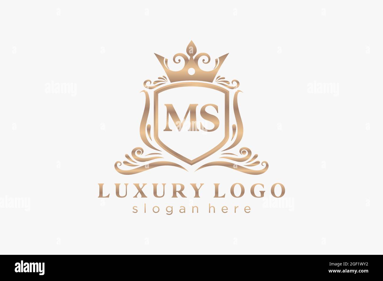 MS Letter Royal Luxury Logo Vorlage in Vektorgrafik für Restaurant, Royalty, Boutique, Cafe, Hotel, Heraldisch, Schmuck, Mode und andere Vektor illustrr Stock Vektor