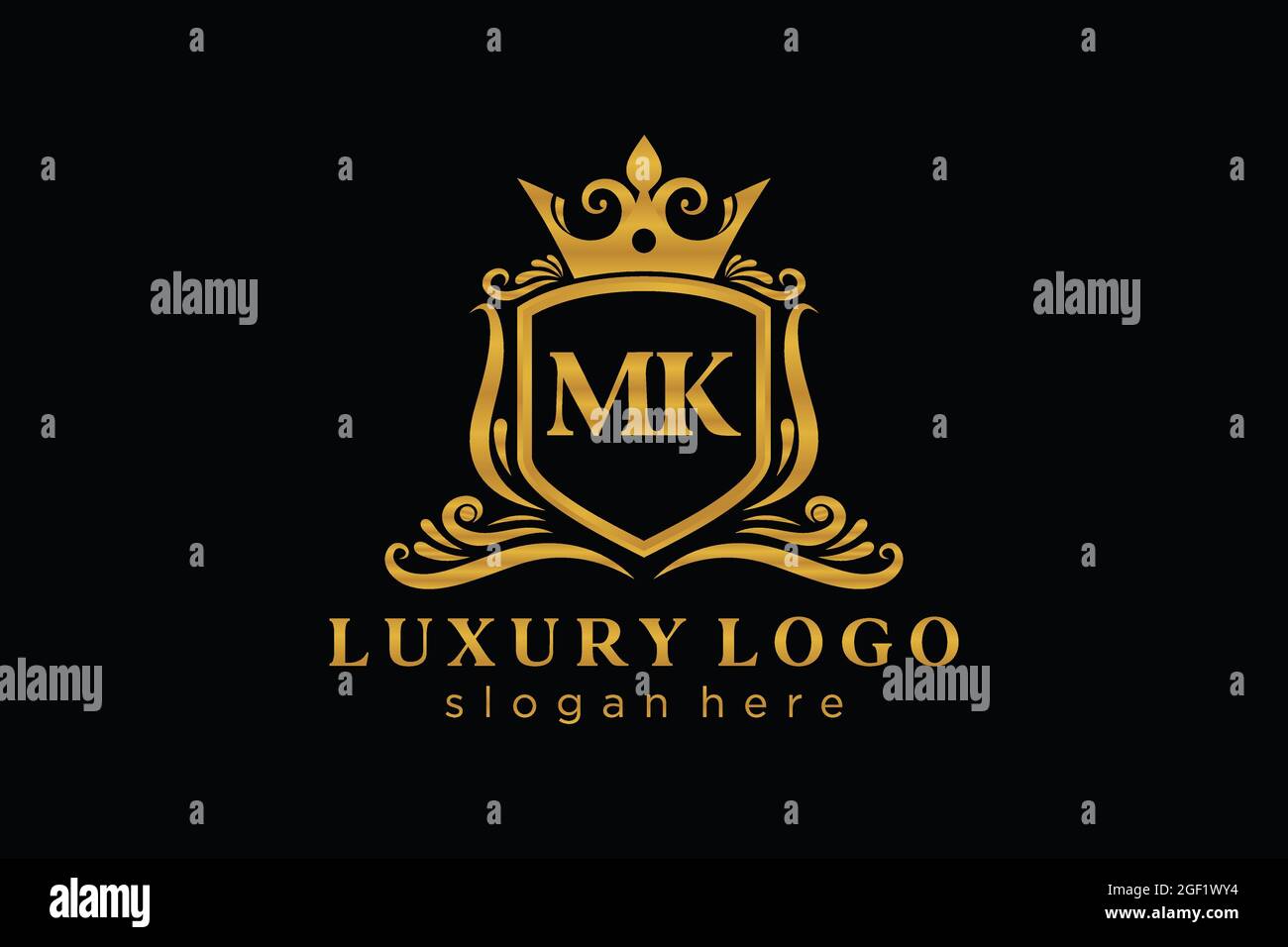 MK Buchstabe Royal Luxury Logo Vorlage in Vektorgrafik für Restaurant, Royalty, Boutique, Cafe, Hotel, Heraldisch, Schmuck, Mode und andere Vektor illustrr Stock Vektor