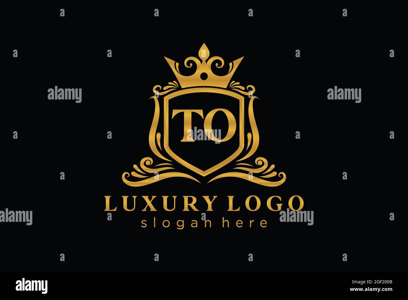 TO Letter Royal Luxury Logo Vorlage in Vektorgrafik für Restaurant, Royalty, Boutique, Cafe, Hotel, Heraldisch, Schmuck, Mode und andere Vektor illustrr Stock Vektor