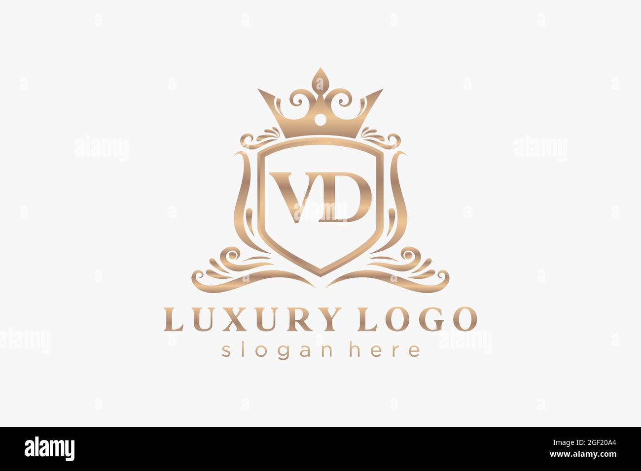 VD Letter Royal Luxury Logo Vorlage in Vektorgrafik für Restaurant, Royalty, Boutique, Cafe, Hotel, Heraldisch, Schmuck, Mode und andere Vektor illustrr Stock Vektor
