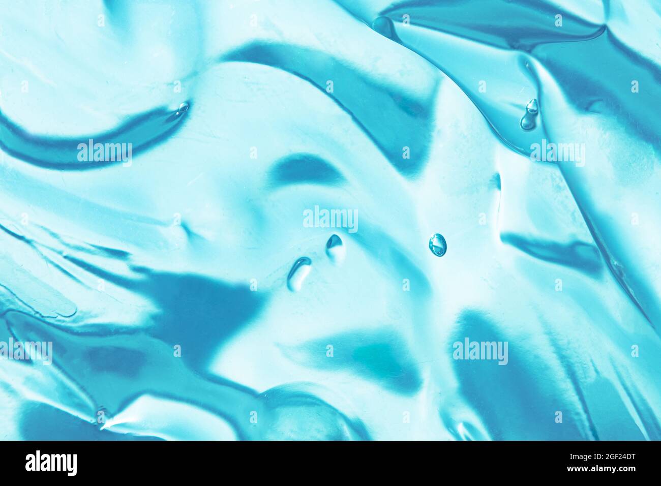 Blau Flüssiges kosmetisches Wasser Gel verschmiert Textur Stockfoto