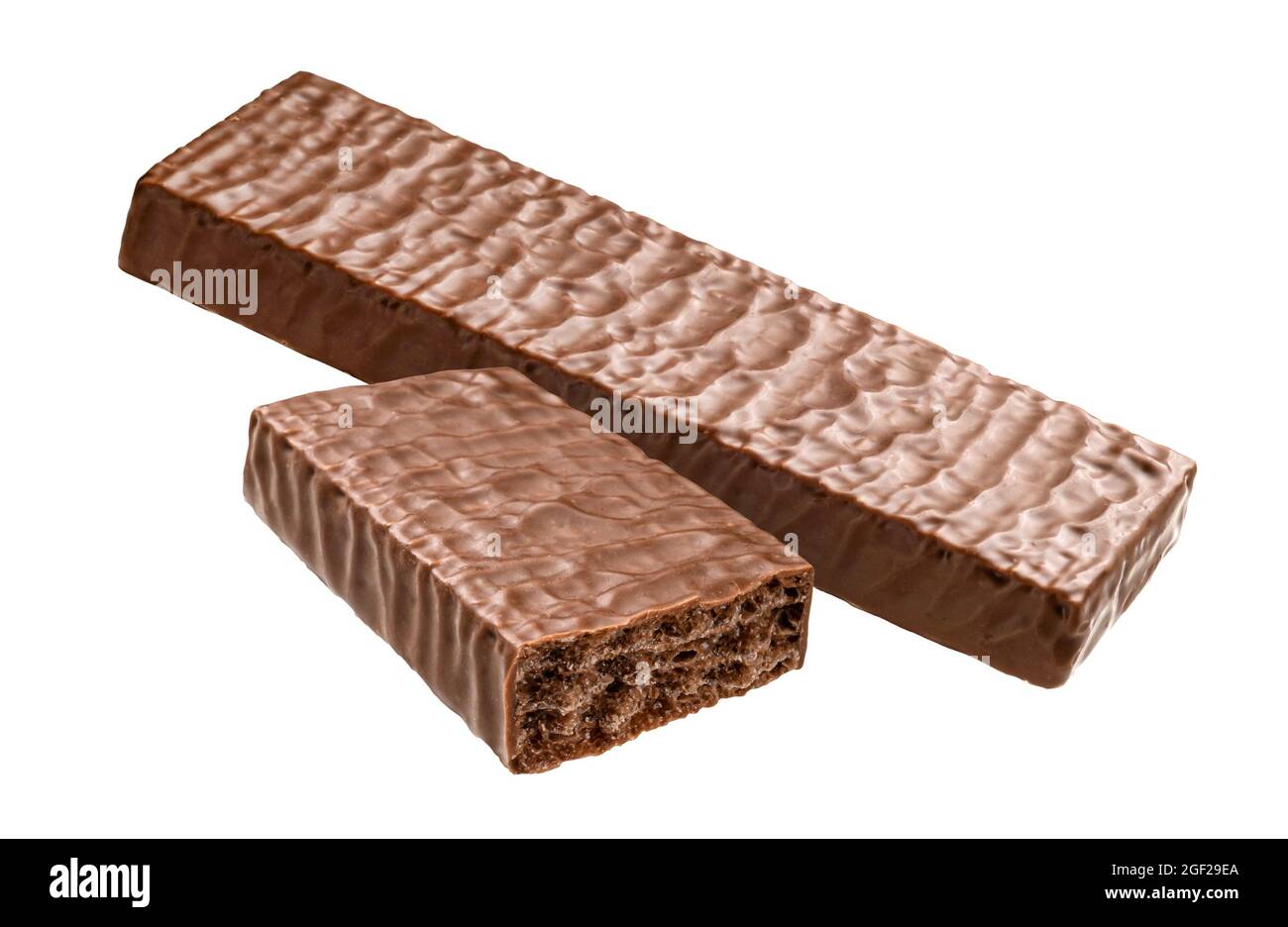 Waffelschokolade isoliert auf weißem Hintergrund Stockfoto