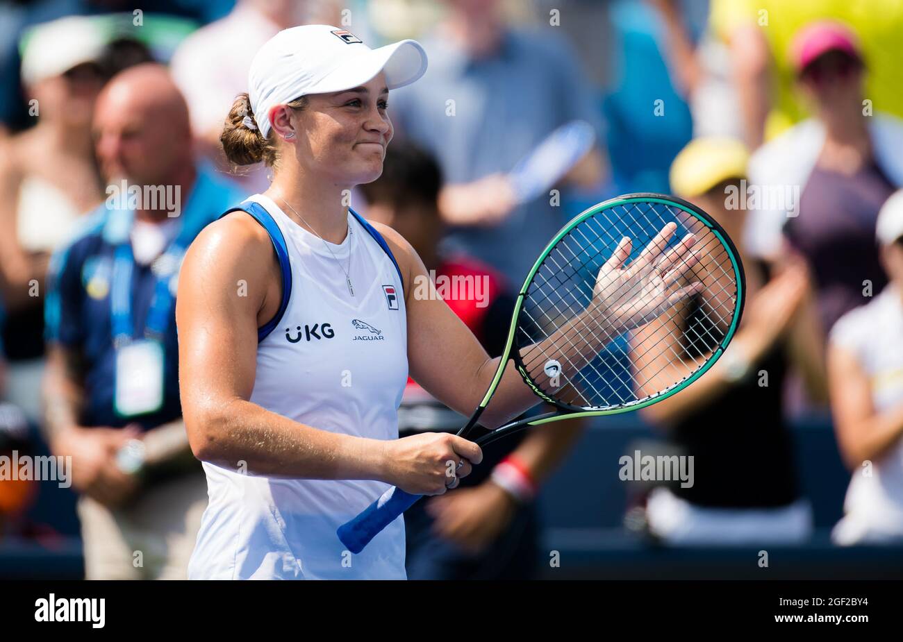 Ashleigh Barty aus Australien feiert am 2021 22. August 2021 im Lindner Family Tennis Center in Cincinnati, USA, das Finale der Western & Southern Open WTA 1000 gegen Jil Teichmann aus der Schweiz, gewonnen - Foto Rob Prange / Spanien DPPI / DPPI Stockfoto