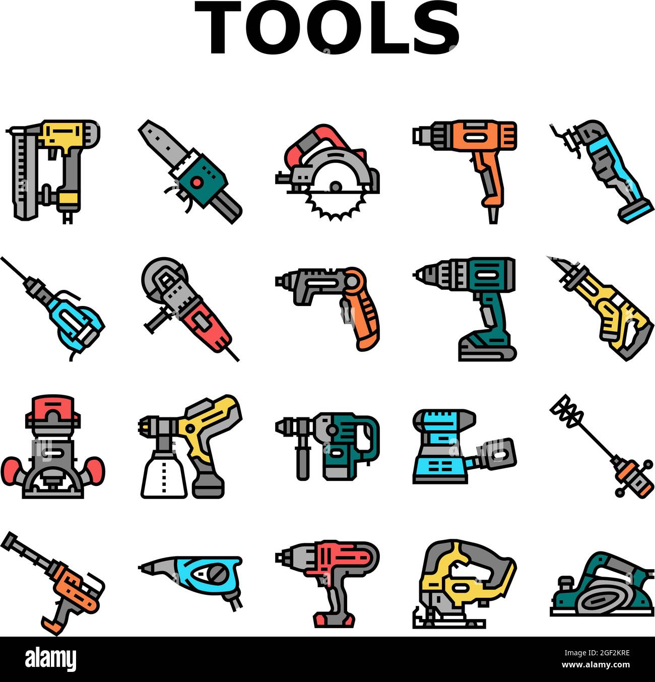 Werkzeuge Für Das Bauen Und Reparieren Von Symbolen Set Vector Stock ...