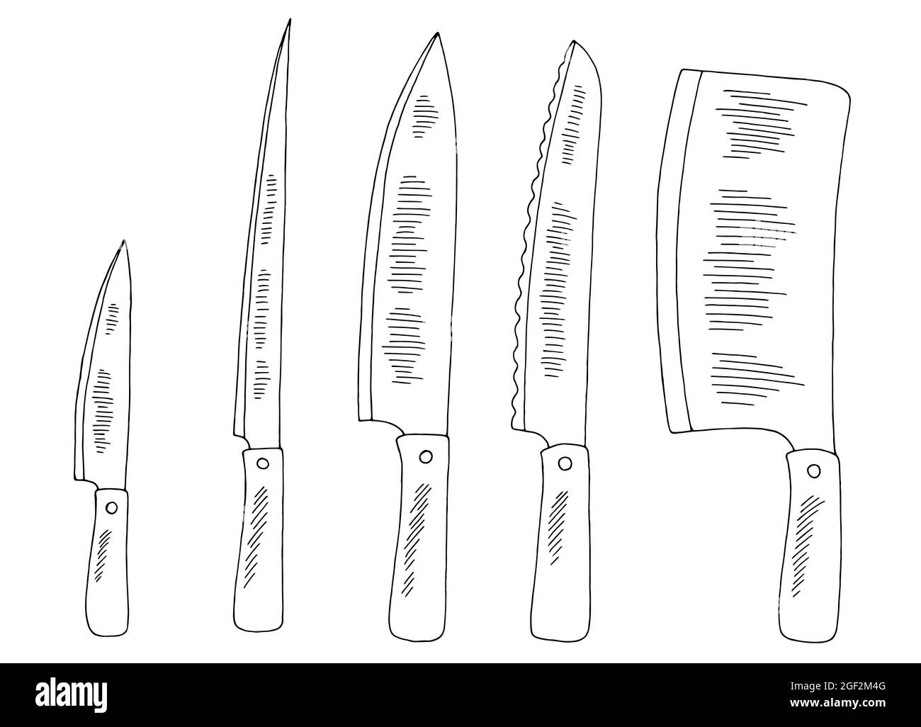 Messer Set isoliert Grafik schwarz weiß Skizze Illustration Vektor  Stock-Vektorgrafik - Alamy