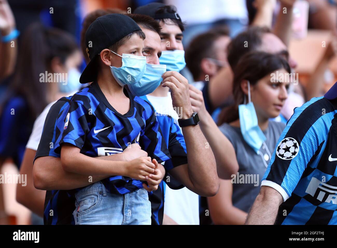 Mailand, Italien. August 2021. Fans des FC Internazionale während der Serie EIN Spiel zwischen FC Internazionale und Genua CFC im Stadio Giuseppe Meazza . Stockfoto