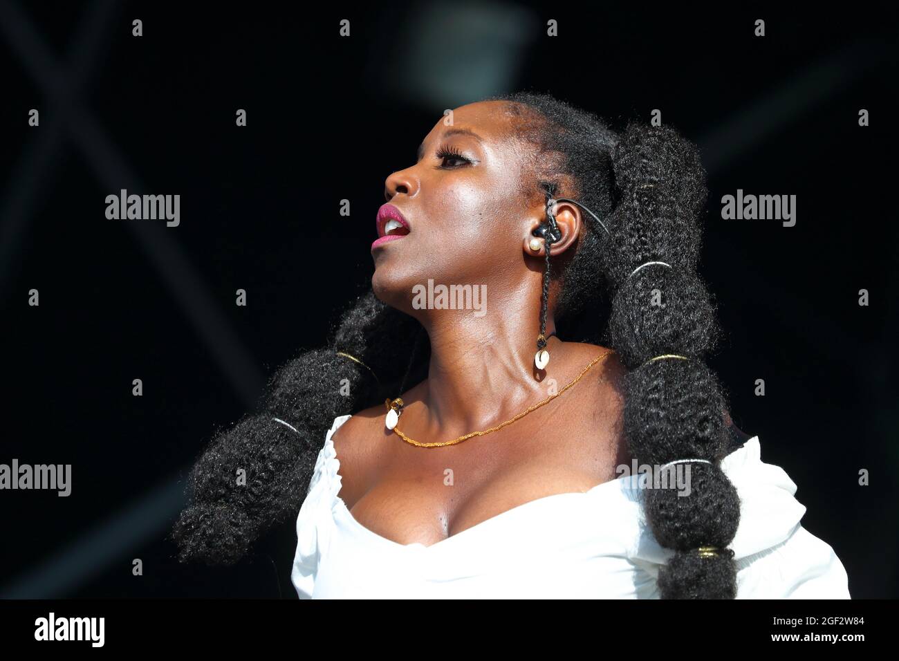 Caron Wheeler von Soul II Soul spielte live auf der Bühne beim Rewind South 80s Music Festival in Henley-on-Thames, Großbritannien Stockfoto