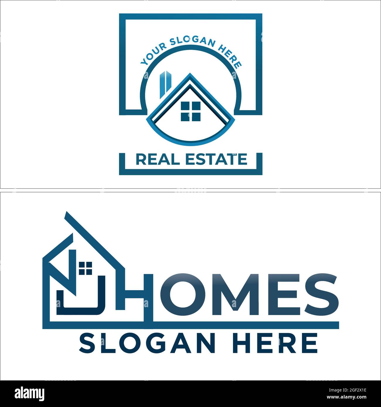 Immobilienhypothek Gebäude Architektur mit Home Line Vektor-Logo-Design Stock Vektor
