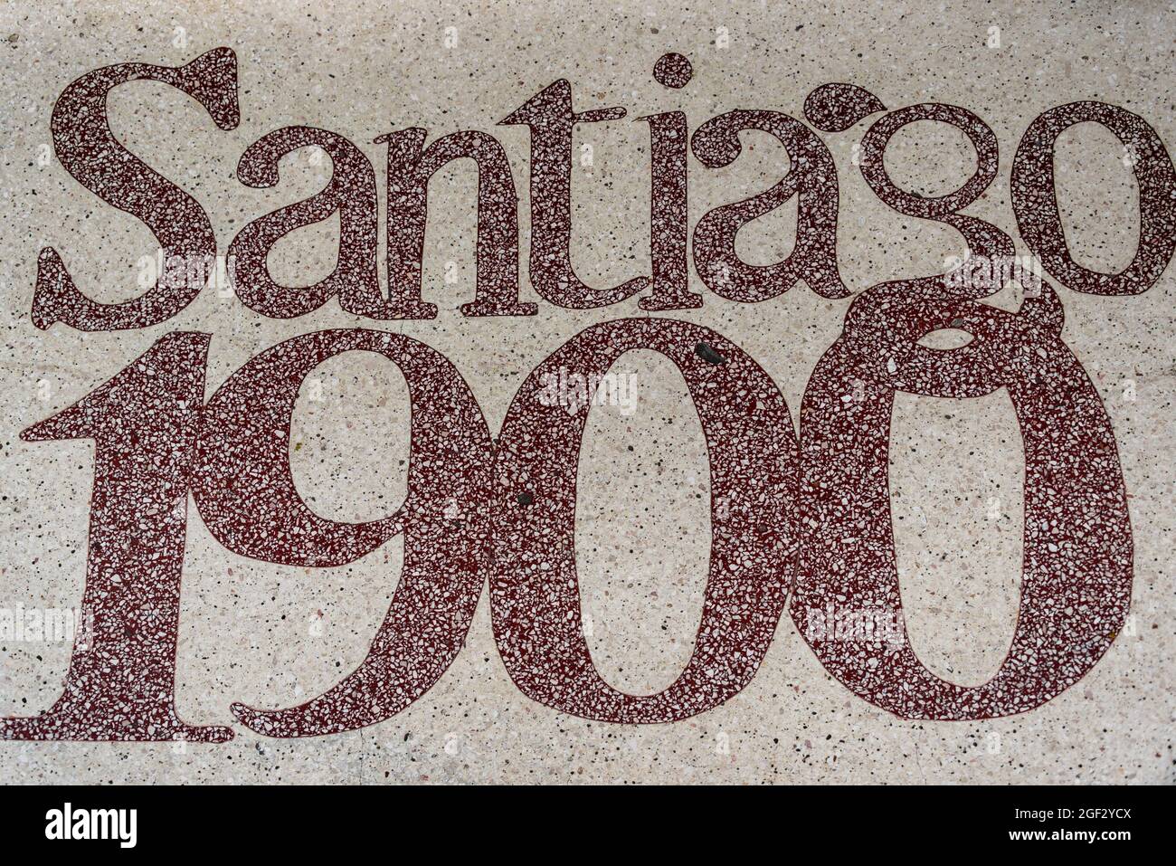 Text in Granitboden, Santiago de Cuba, Kuba, 21. November 2016 Stockfoto