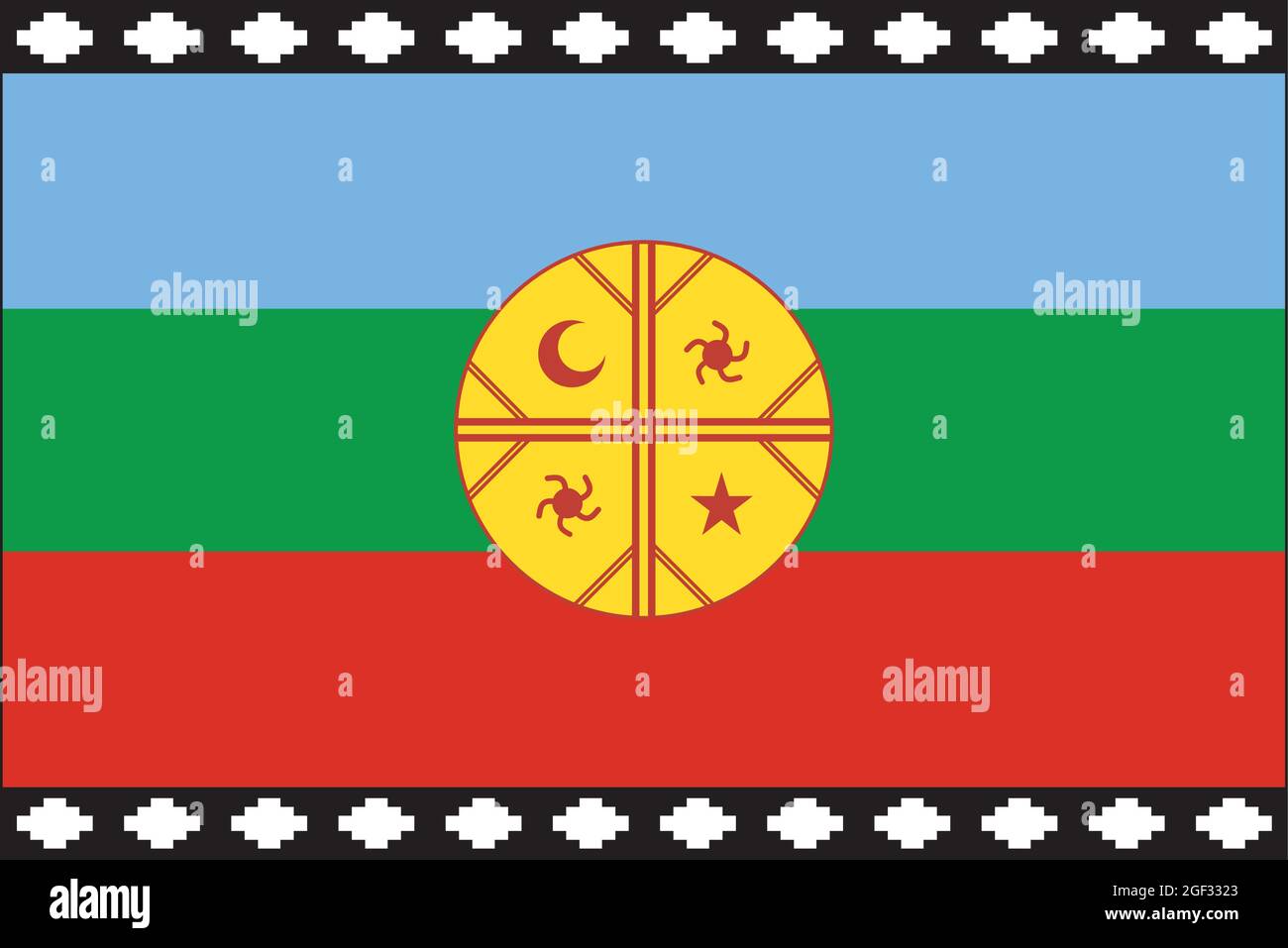 Flagge des indigenen Volkes der Mapuche, Chile, Argentinien Stock Vektor