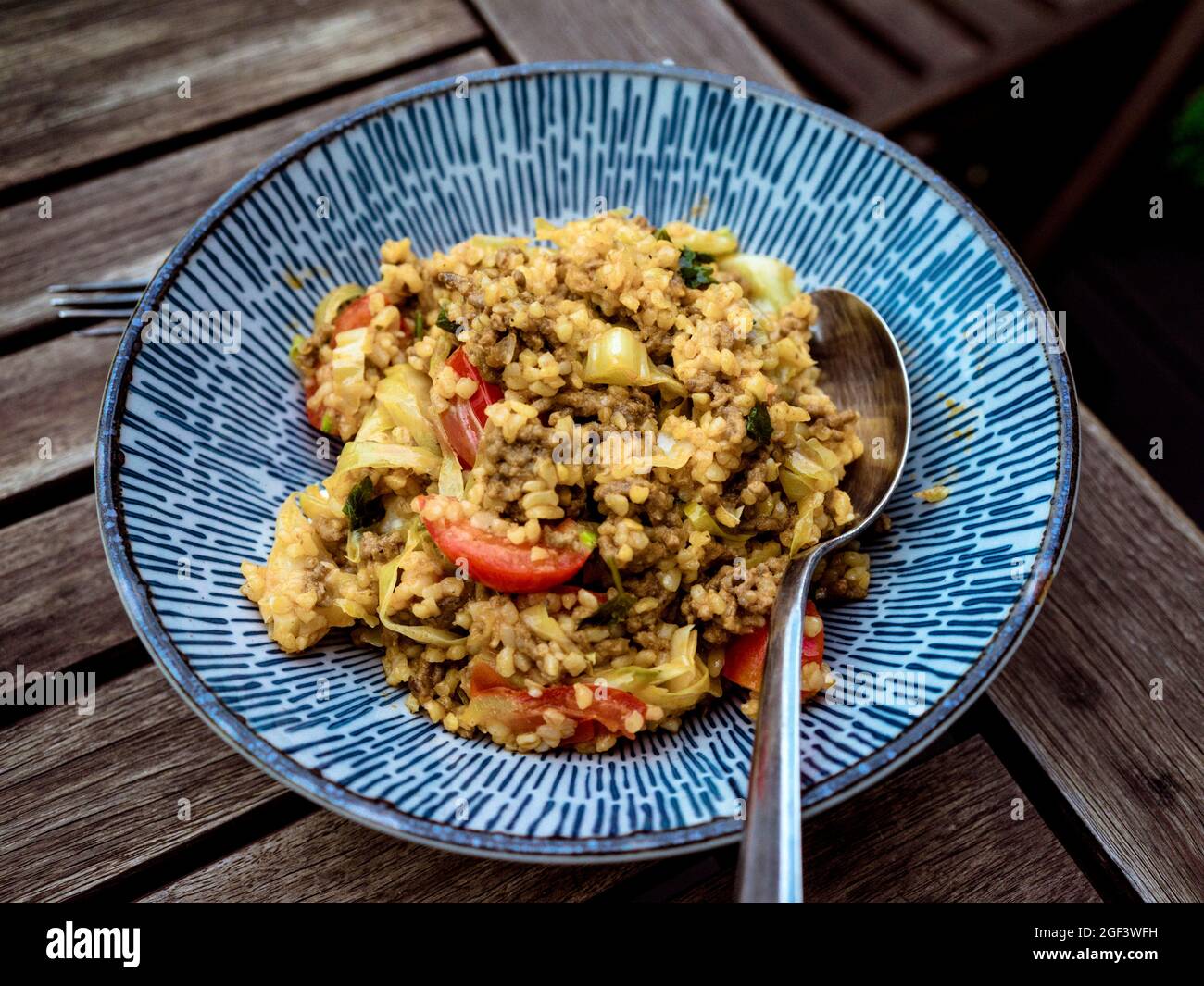 Tabbouleh wird im Freien serviert Stockfoto