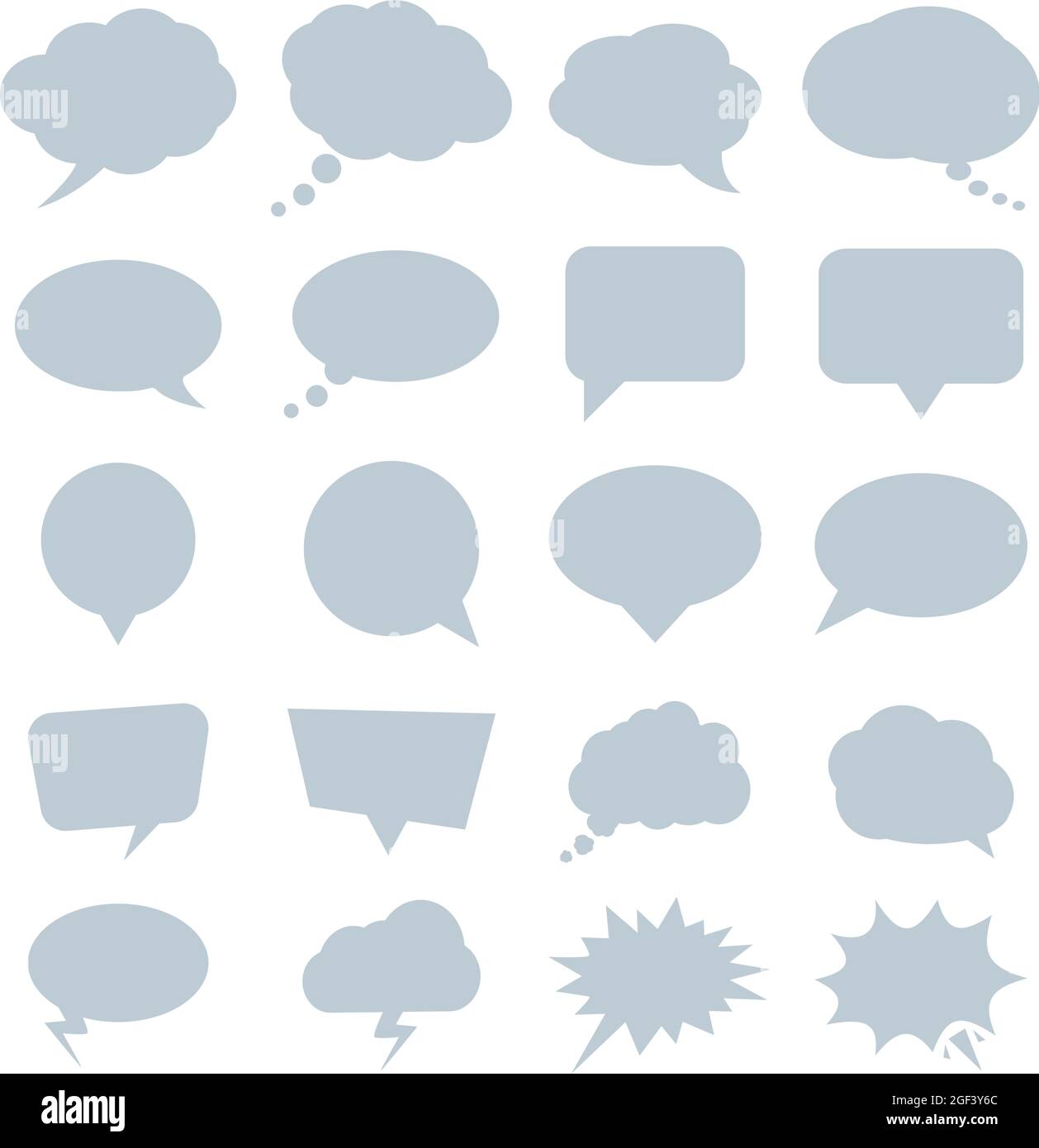 Sammlung von Comic- oder Cartoon-Sprechblasen isoliert auf weißem Hintergrund, Vektorgrafik Symbolsatz Stock Vektor