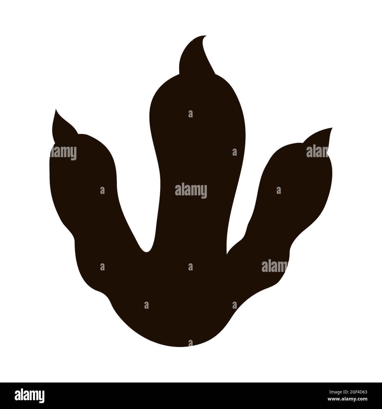 Dinosaurier Fuß, Reptil Track Silhouette in Cartoon-Stil isoliert auf weißem Hintergrund. Symbol, Modell oder Stempel prähistorischen riesigen Monster. . Vektorgrafik Stock Vektor