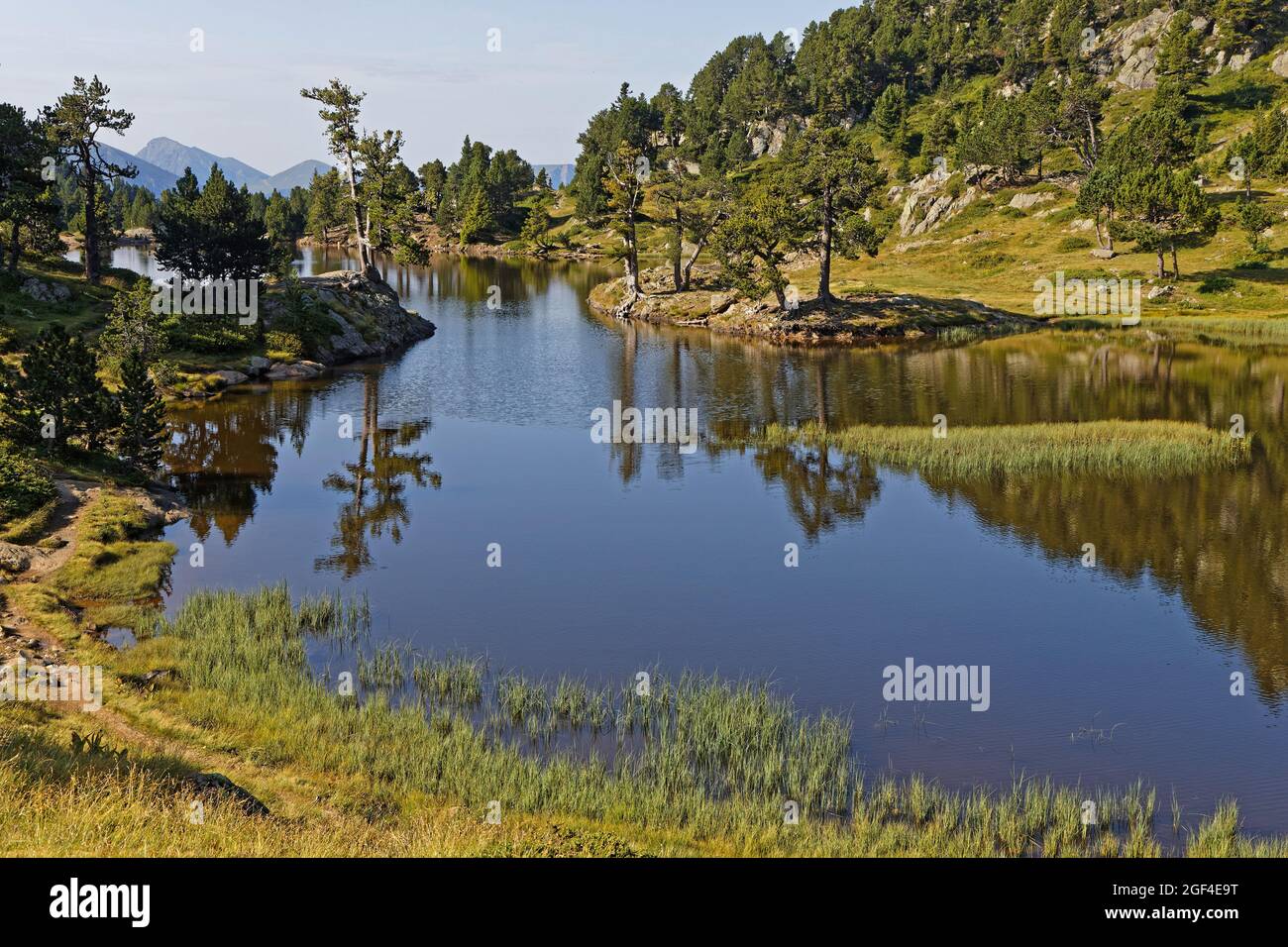 Reflexion auf Achard Lake im Chamrousse Resort, Belledonne Range, Französische Alpen Stockfoto