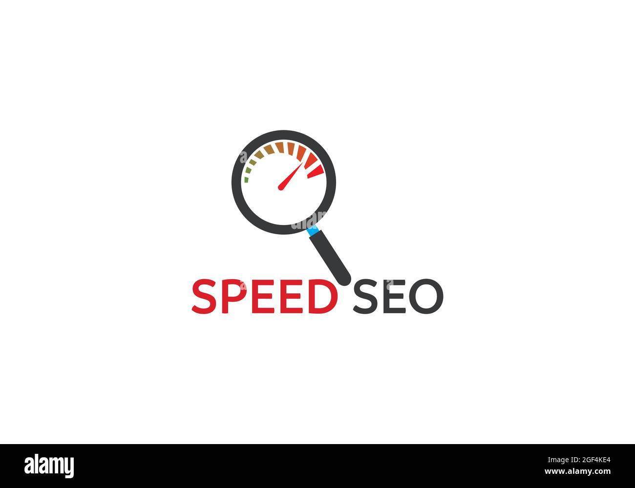 SPEED SEO Logo mit Lupe . Stock Vektor
