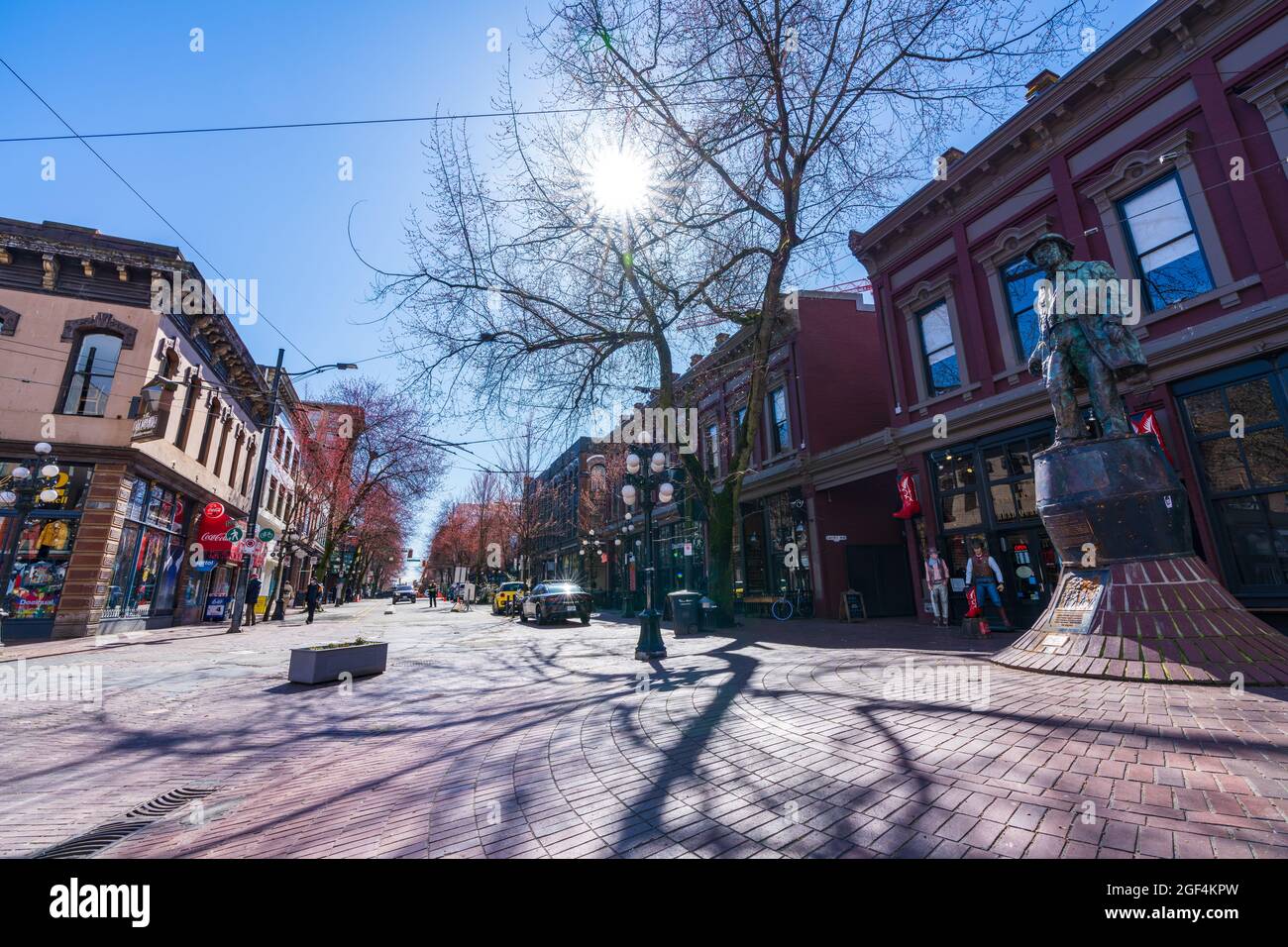 Vancouver Gastown wunderschöner Blick auf die Straße. BC, Kanada. Stockfoto