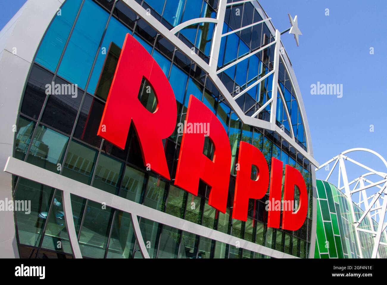 Wien, Österreich, 22. Juli 2021. Rapid Vienna ist ein österreichischer Fußballverein mit Sitz in Hütteldorf im 14. Bezirk von Wien. Seine Farben sind gr Stockfoto