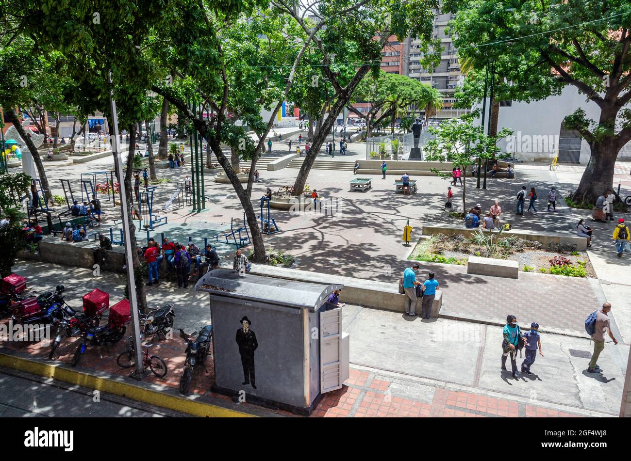 La Candelaria Platz, wo Sie die Kirche unserer Lieben Frau von Candelaria finden können, die im sogenannten historischen Zentrum von Caracas, wo die befindet Stockfoto