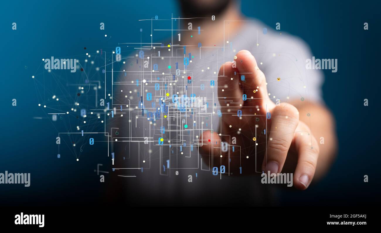 3D-Rendering der Cloud-Technologie für künstliche Intelligenz - integriertes digitales Web-Konzept Stockfoto