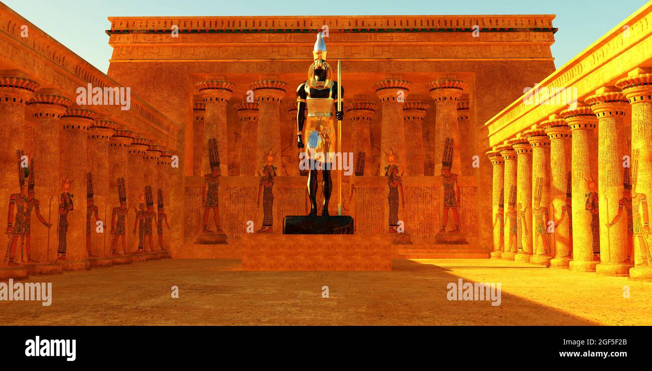 Tempel des Horus - der Horus-gott der ägyptischen Geschichte dargestellt durch den Falken-Vogel war die Gottheit des Jenseits. Stockfoto
