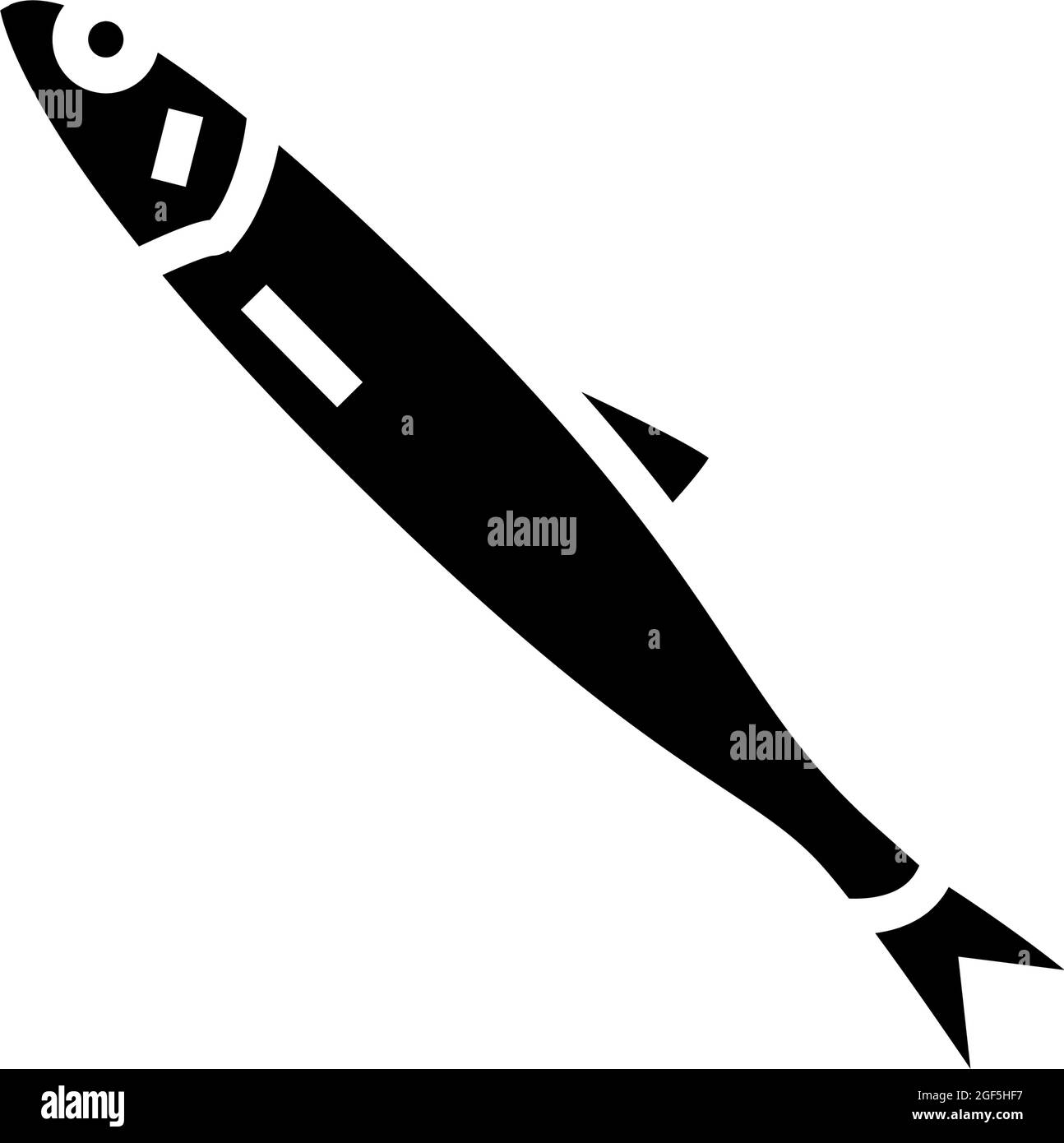 japanische Anchovy Glyphe Symbol Vektorgrafik Stock Vektor