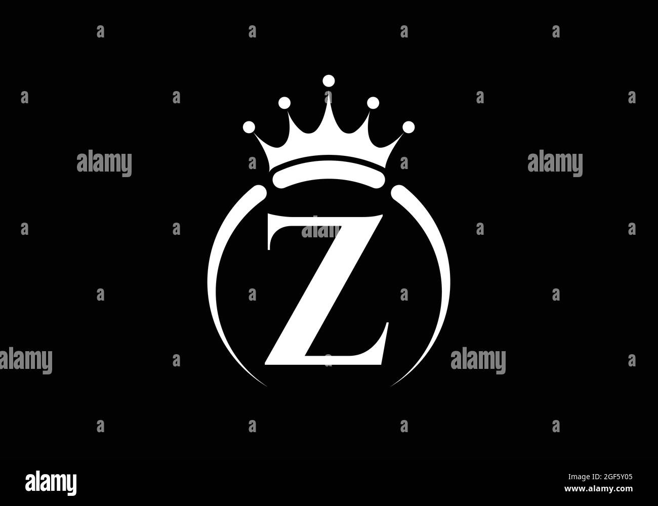 Anfängliches Z-Monogramm-Alphabet mit einer Krone. Königliches, Königliches, Königliches Luxus-Symbol. Schrift-Emblem. Modernes Luxus Markenelement Zeichen. Vektorgrafik. Stock Vektor