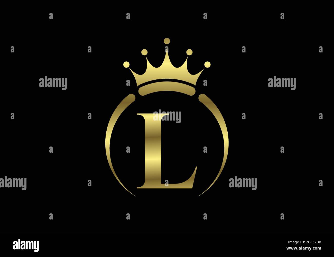 Initial L Monogramm Alphabet mit einer Krone. Königliches, Königliches, Königliches Luxus-Symbol. Schrift-Emblem. Modernes Luxus Markenelement Zeichen. Vektorgrafik. Stock Vektor