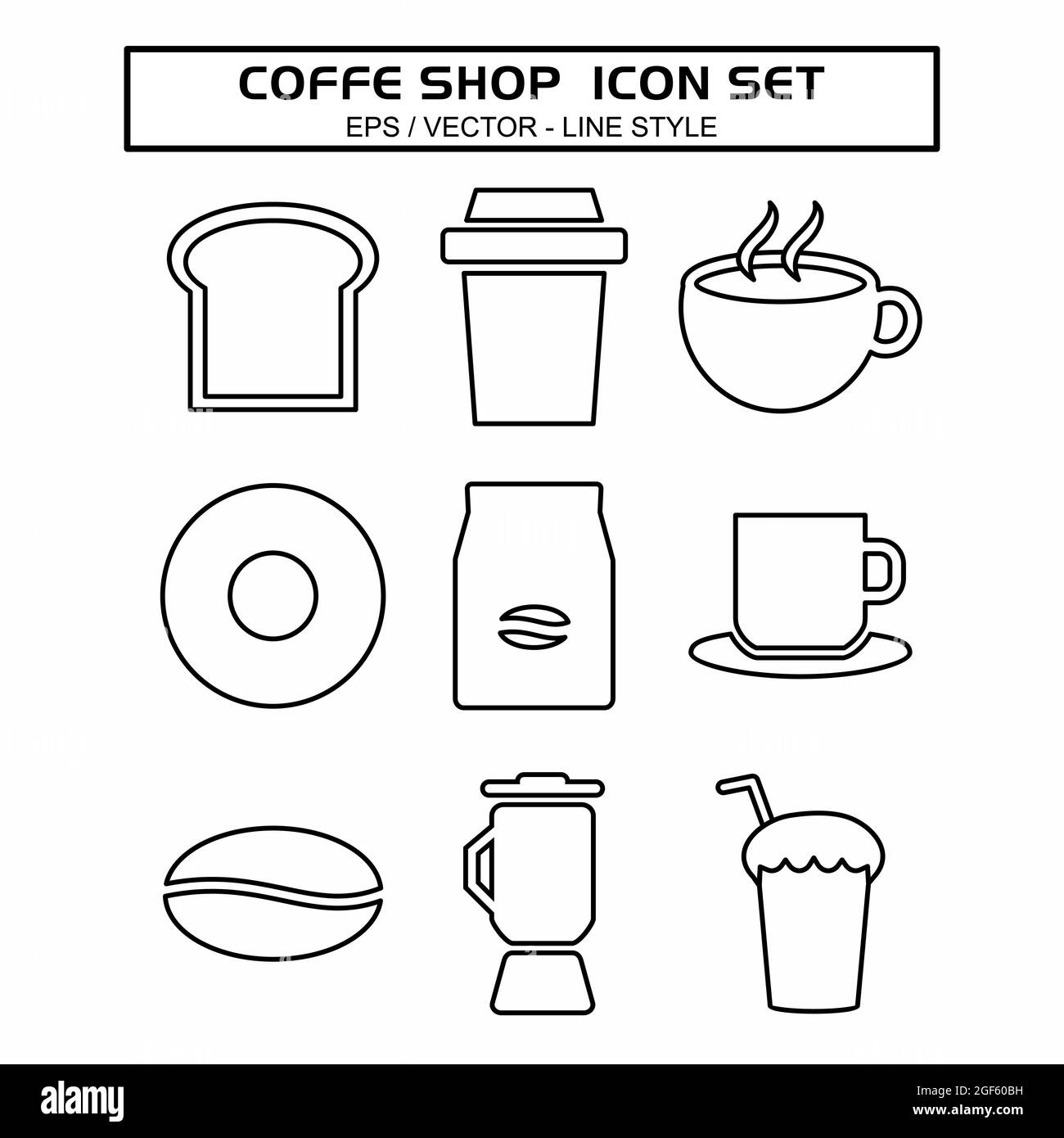 Set Icon Vektor von Coffee Shop - Line Style - einfache Illustration, editierbare Kontur, Design Template Vektor, gut für Drucke, Poster, Werbung, Stock Vektor