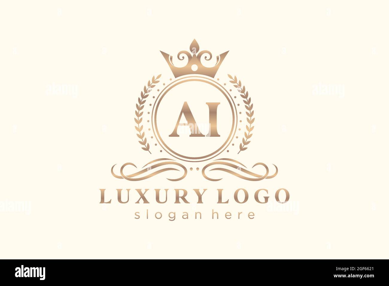 AI Letter Royal Luxury Logo Vorlage in Vektorgrafik für Restaurant, Royalty, Boutique, Cafe, Hotel, Heraldisch, Schmuck, Mode und andere Vektor illustrr Stock Vektor