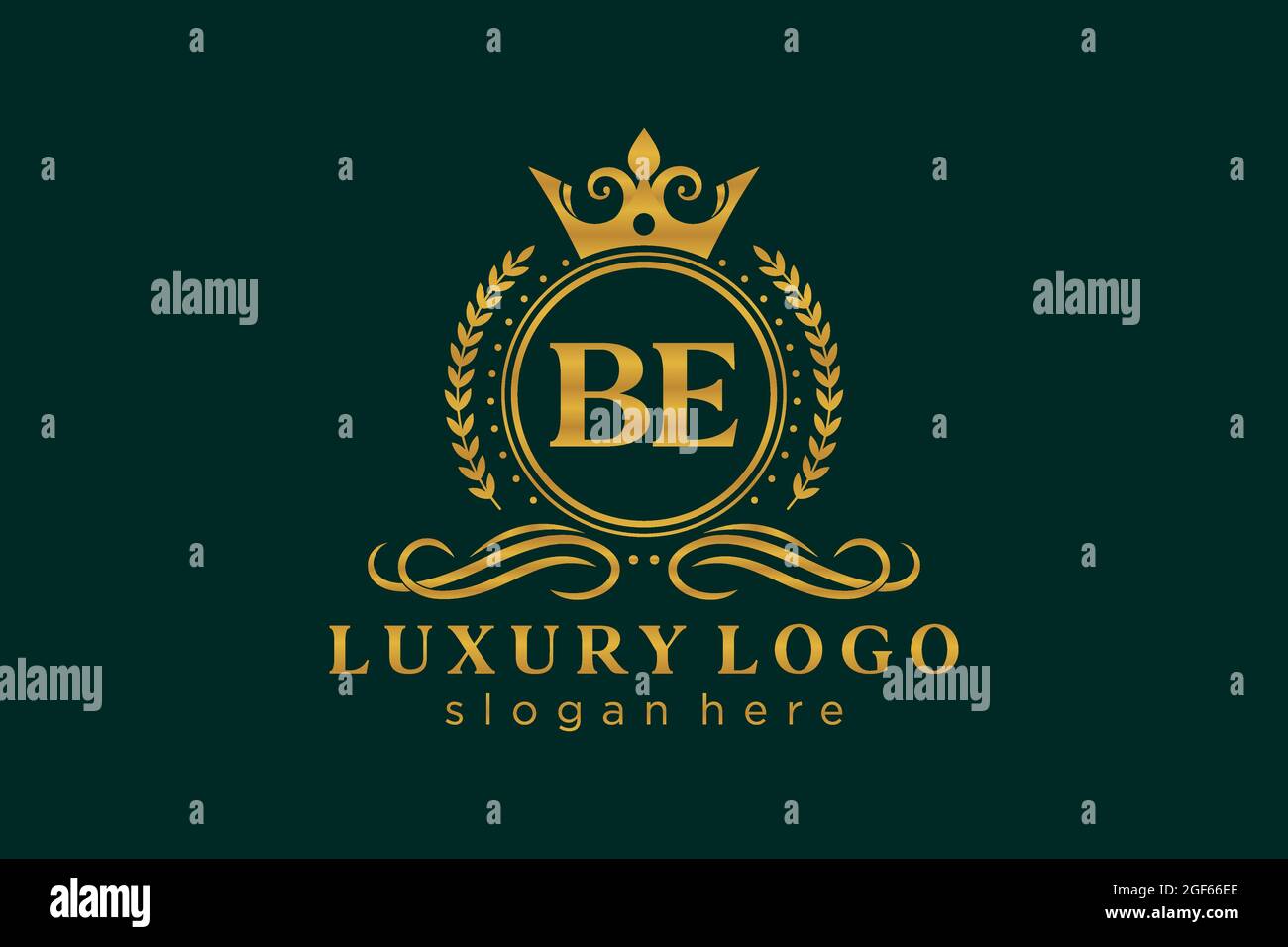 BE Letter Royal Luxury Logo Vorlage in Vektorgrafik für Restaurant, Royalty, Boutique, Cafe, Hotel, Heraldisch, Schmuck, Mode und andere Vektor illustrr Stock Vektor