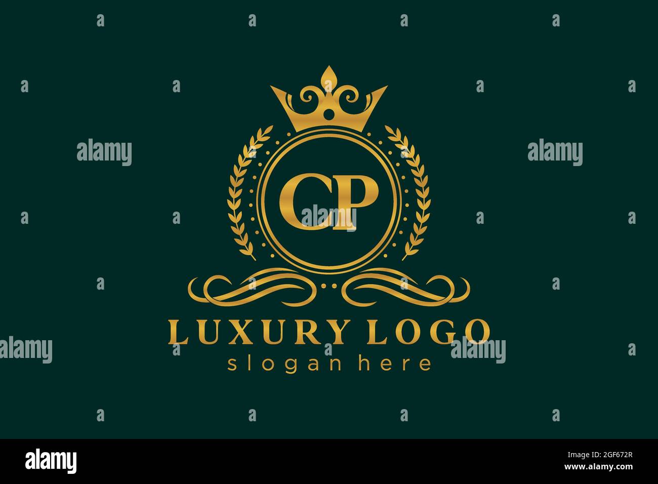 CP Letter Royal Luxury Logo Vorlage in Vektorgrafik für Restaurant, Royalty, Boutique, Cafe, Hotel, Heraldisch, Schmuck, Mode und andere Vektor illustrr Stock Vektor