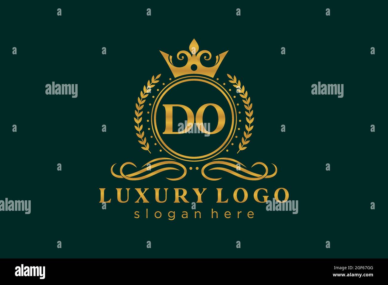 DO Letter Royal Luxury Logo Vorlage in Vektorgrafik für Restaurant, Royalty, Boutique, Cafe, Hotel, Heraldisch, Schmuck, Mode und andere Vektor illustrr Stock Vektor