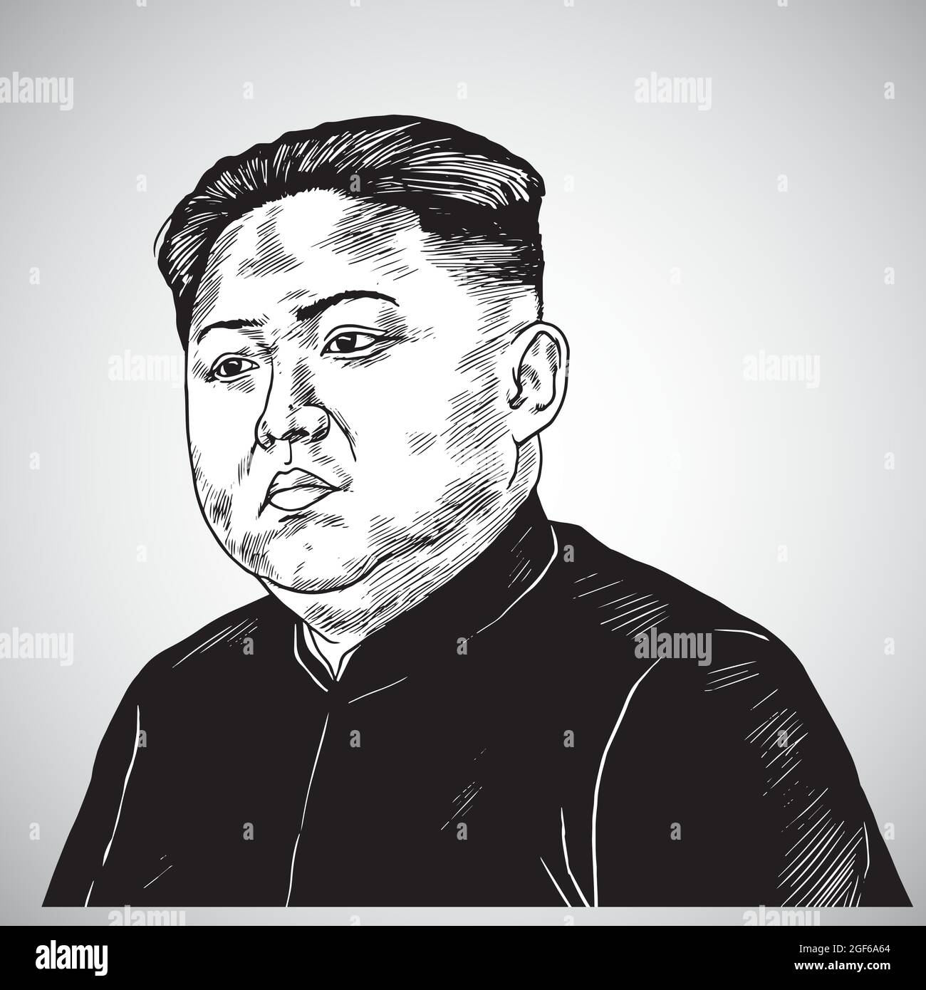 Kim Jong-un Portrait Handgezeichnete Zeichnung Illustration Vektor. 24. August 2021 Stock Vektor