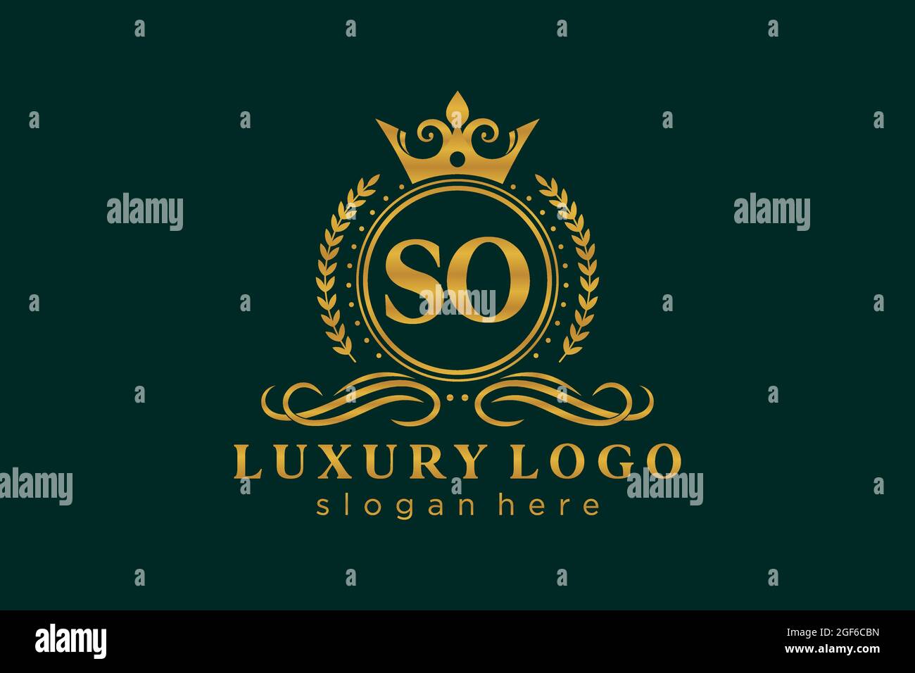 SO Letter Royal Luxury Logo Vorlage in Vektorgrafik für Restaurant, Royalty, Boutique, Cafe, Hotel, Heraldisch, Schmuck, Mode und andere Vektor illustrr Stock Vektor