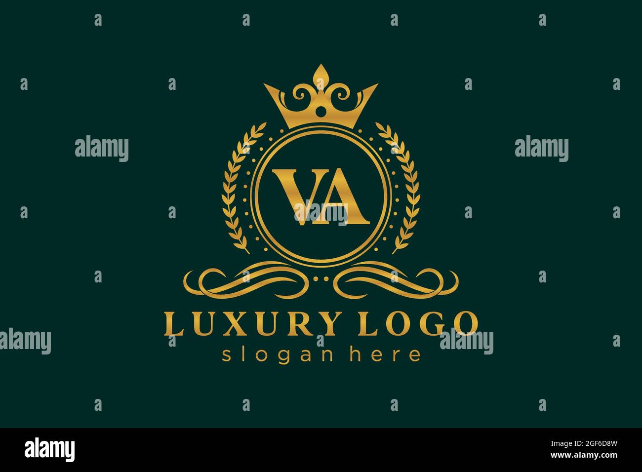 VA Letter Royal Luxury Logo Vorlage in Vektorgrafik für Restaurant, Royalty, Boutique, Cafe, Hotel, Heraldisch, Schmuck, Mode und andere Vektor illustrr Stock Vektor