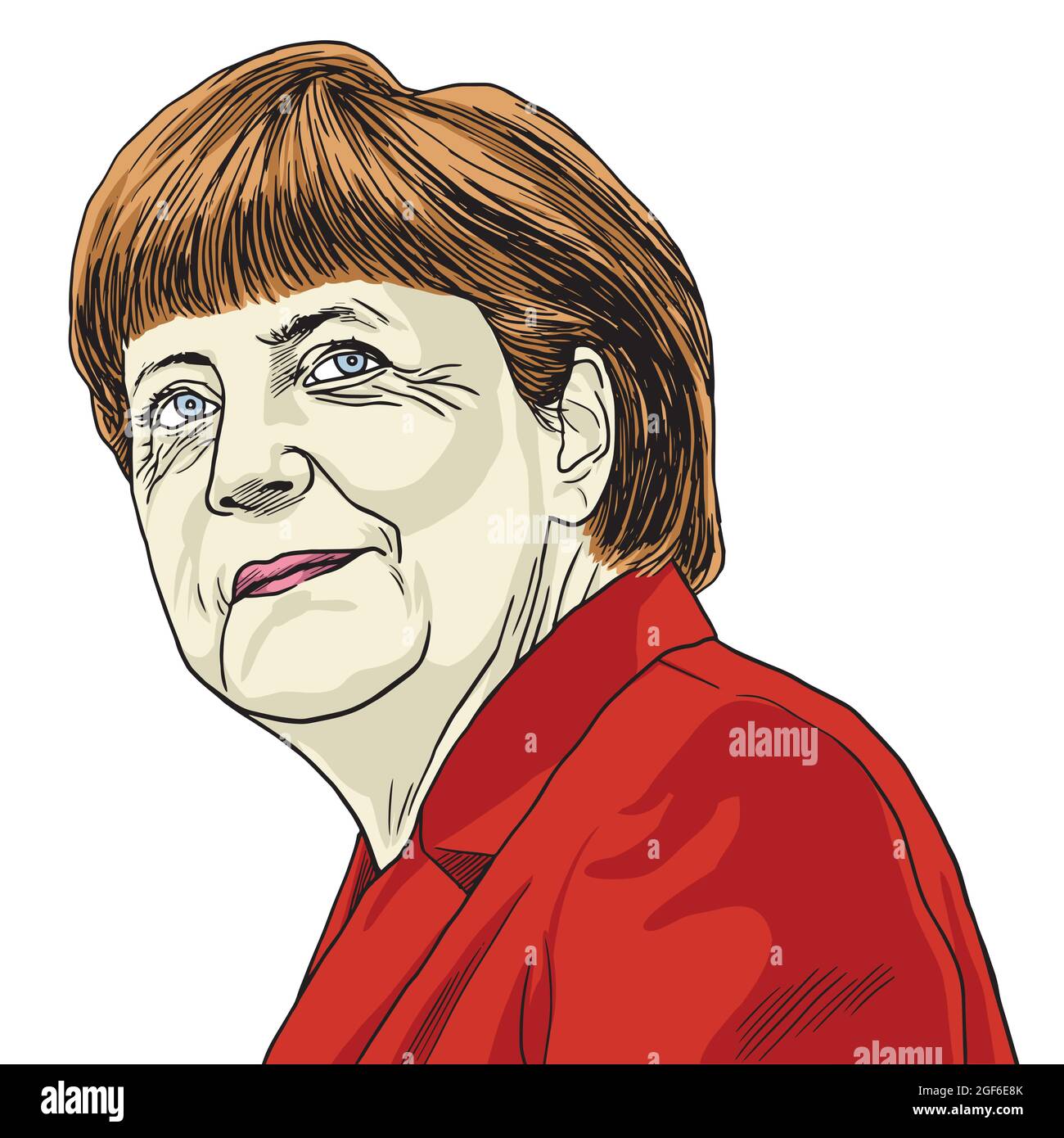 Angela Merkel Vektor Karikatur Illustration. 24. August 2021 Stock Vektor