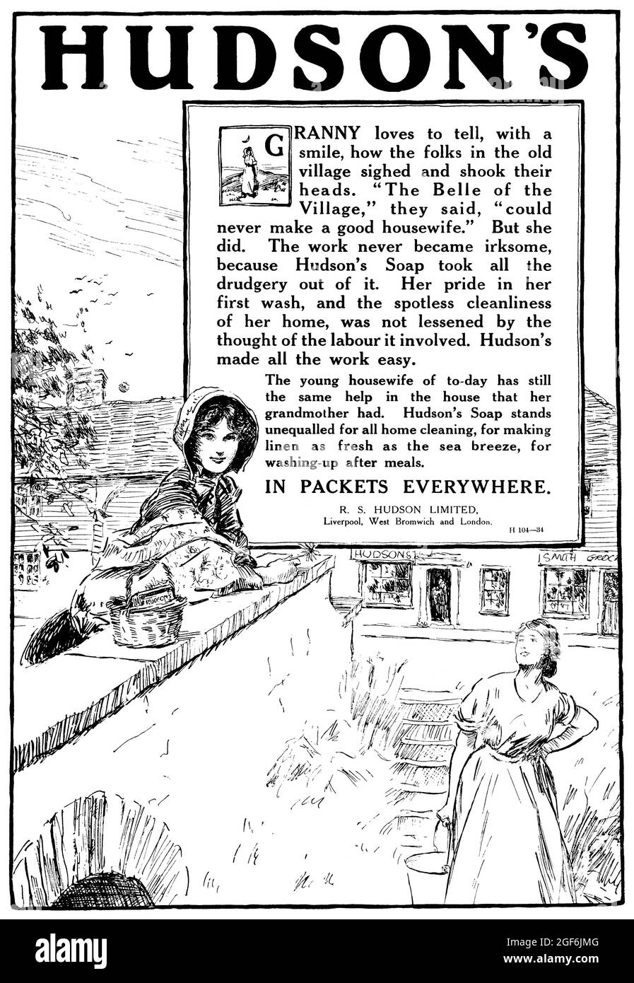 1918 britische Werbung für Hudson's Seife. Stockfoto
