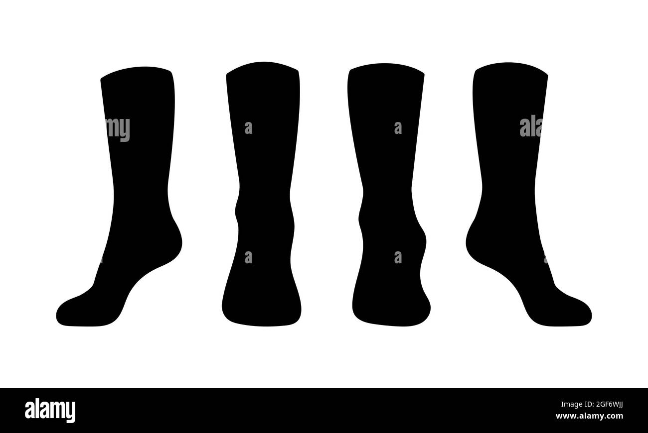 Schwarze Socken Vorlage mockup flache Stil Design Vektor Illustration Set. Stock Vektor