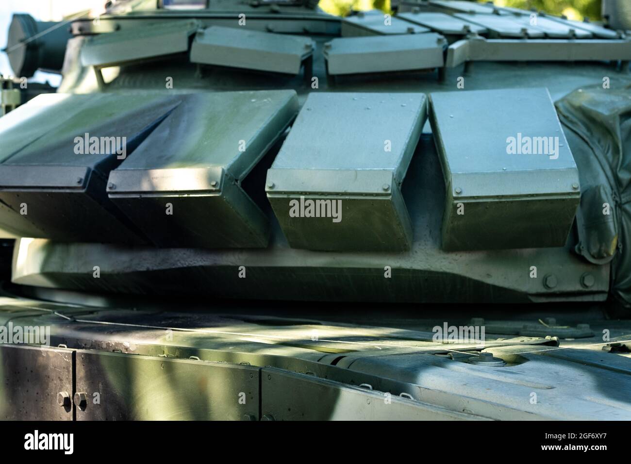 Aktive Rüstung des Panzerturms. Militärisches Konzept Stockfoto